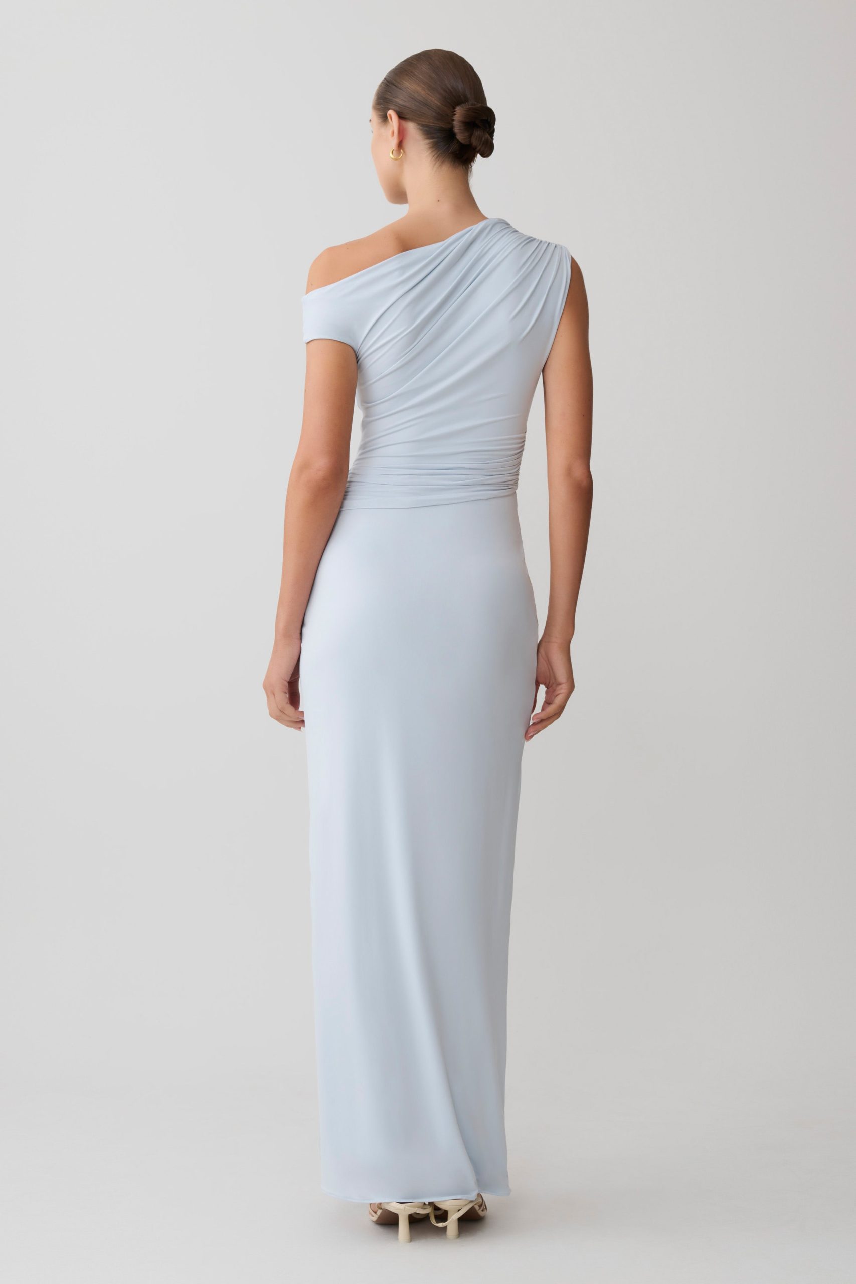 Alyn Off Shoulder Draped Maxi Dress - Pale Blue - Image 2
