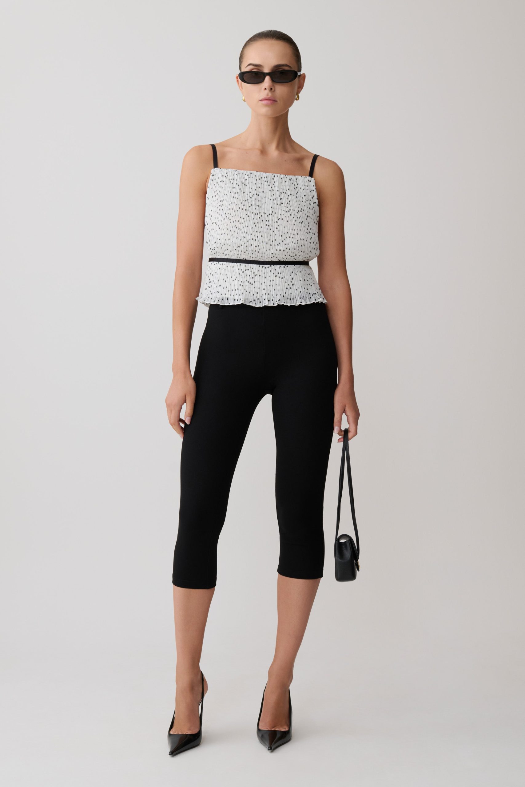 Lilou Pleated Sleeveless Top - Polka Dot