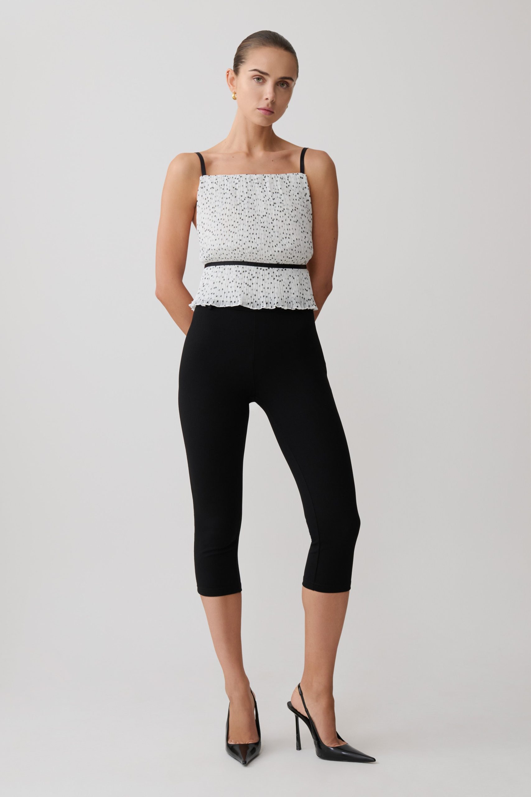Lilou Pleated Sleeveless Top - Polka Dot - Image 5