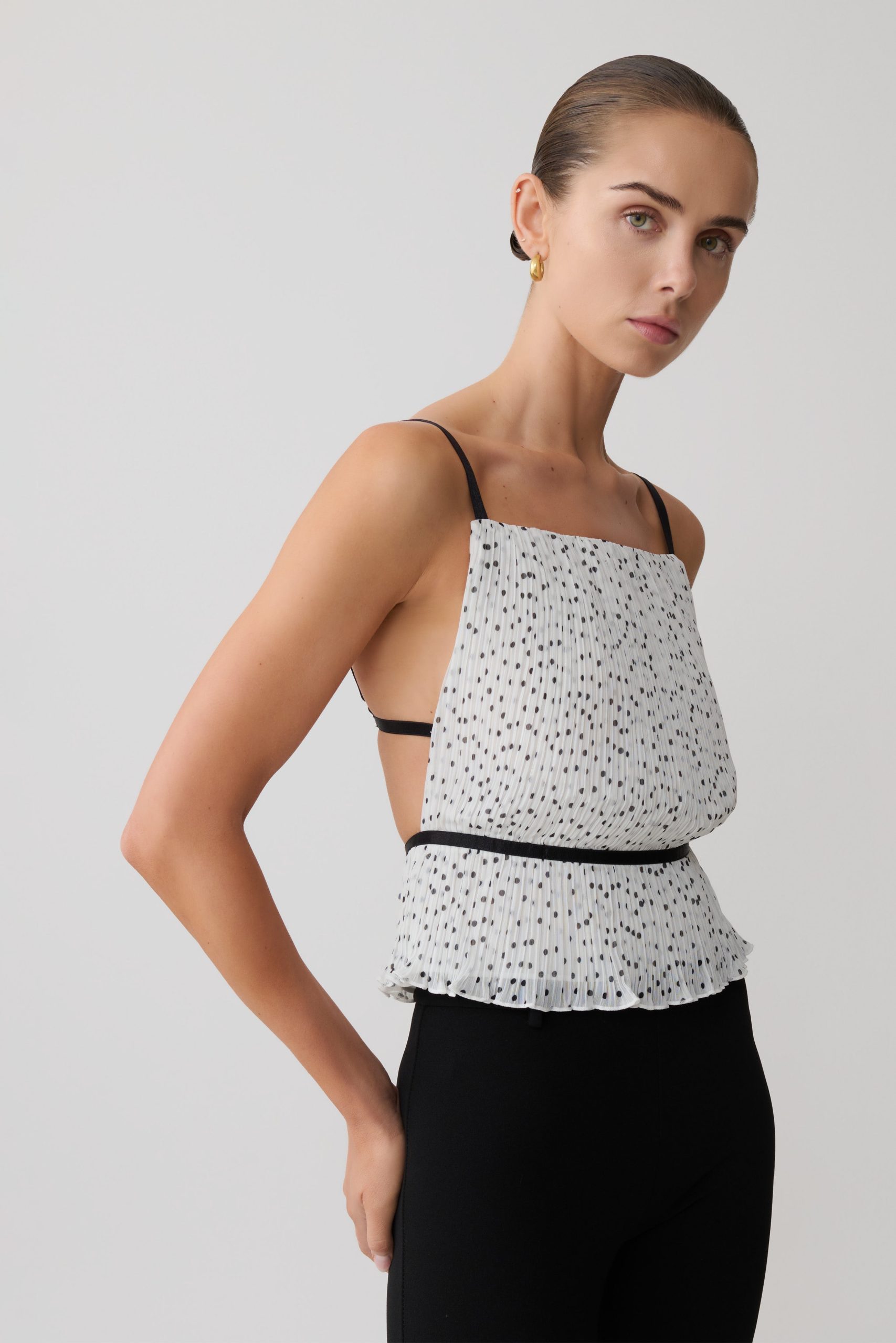 Lilou Pleated Sleeveless Top - Polka Dot - Image 8