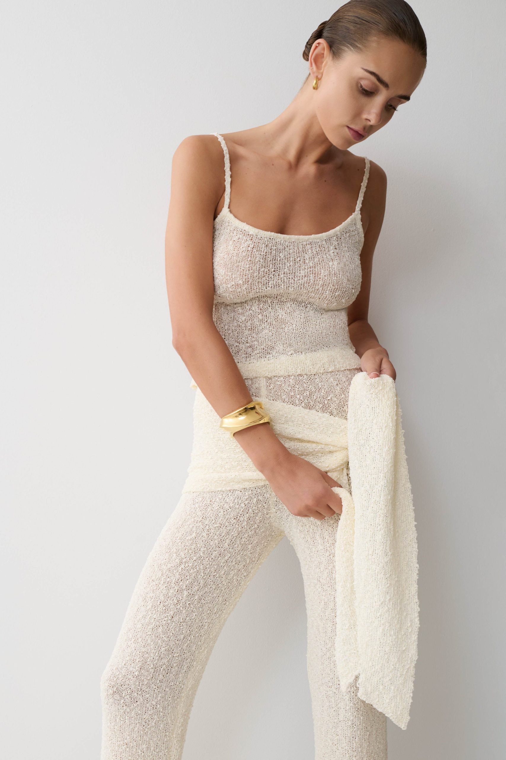 Mattais Boucle Knit Pants - Ivory - Image 3