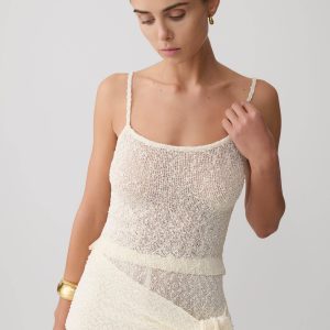 Mattais Boucle Knit Top - Ivory