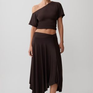 Luu Slinky Midi Skirt - Dark Chocolate