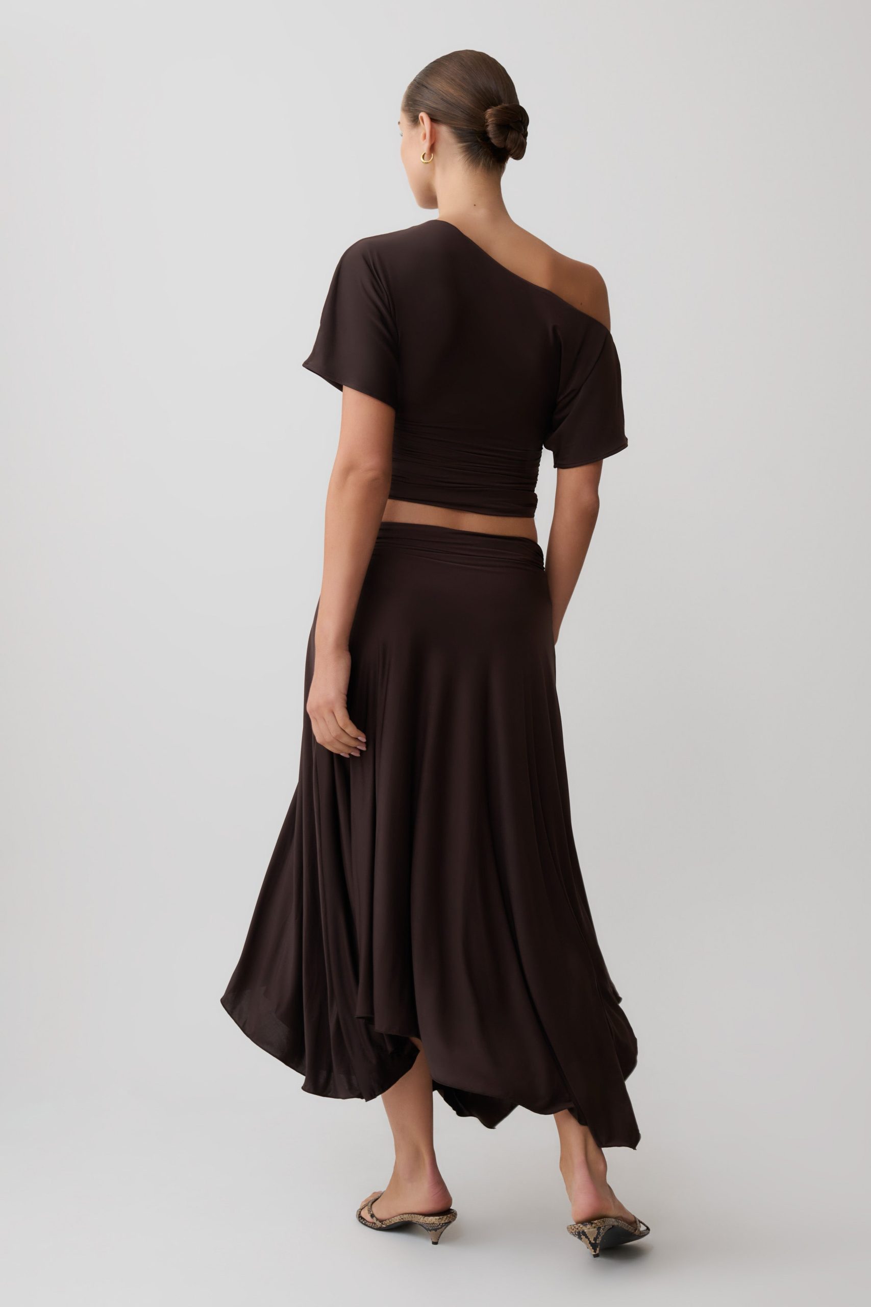 Luu Slinky Midi Skirt - Dark Chocolate - Image 2