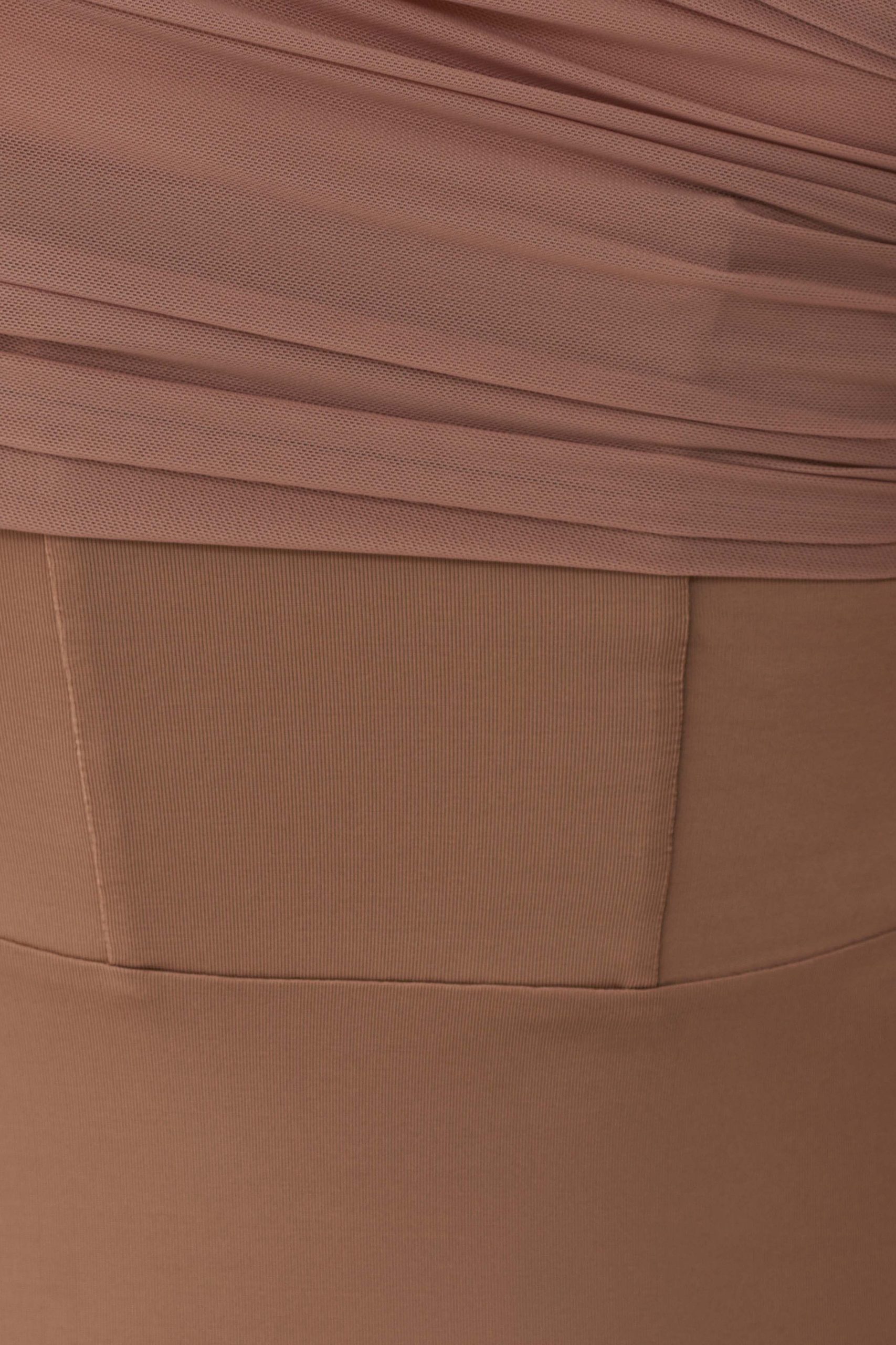Hanh One Shoulder Mesh Maxi Dress - Tan - Image 9