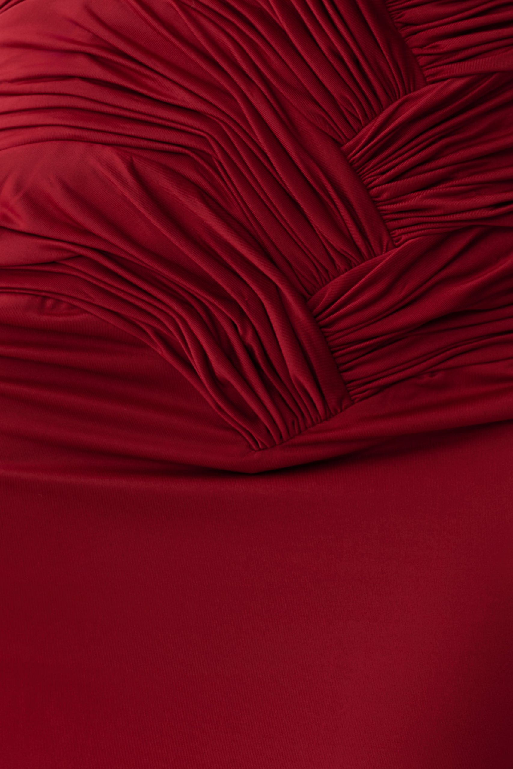 Hoai Gathered Slinky Halter Maxi Dress - Deep Red - Image 11