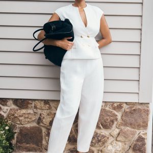 Oriana Linen Oversize Pants - White