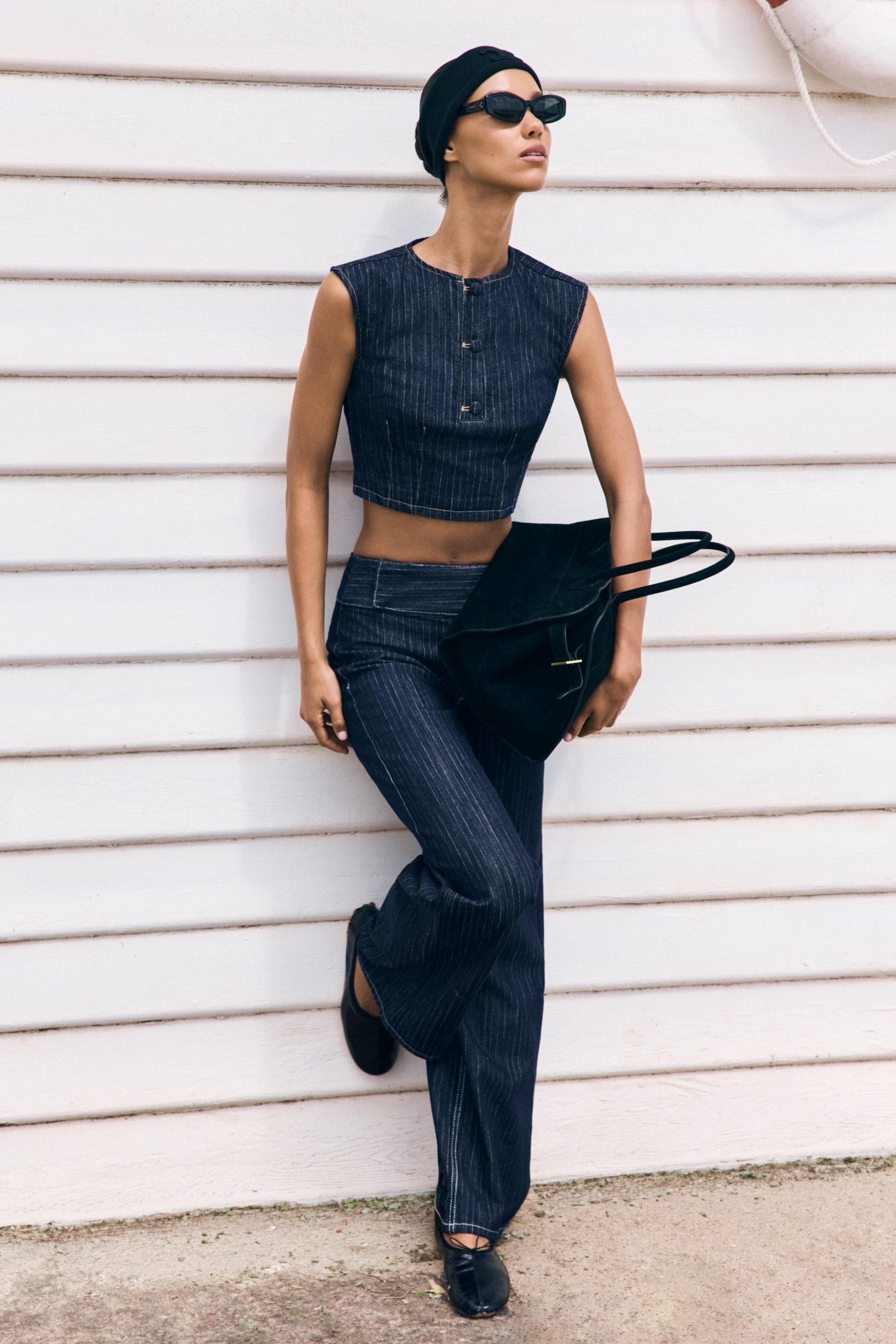 Loraine Sleeveless Denim Top - Indigo Pinstripe - Image 9