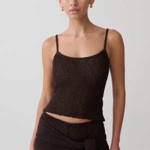 Mattais Boucle Knit Top - Dark Chocolate