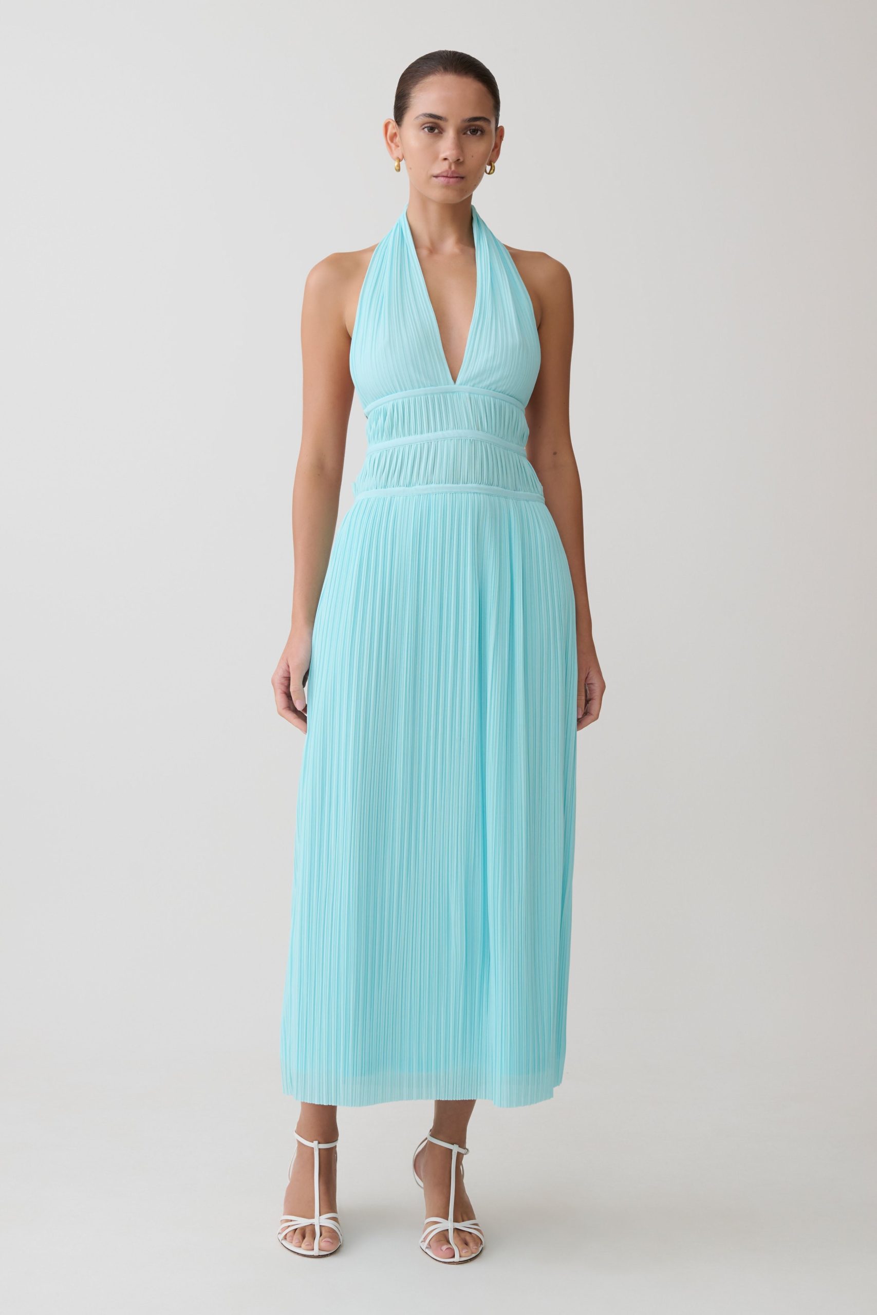 Thien Cowl Halter Midi Dress - Blue - Image 4