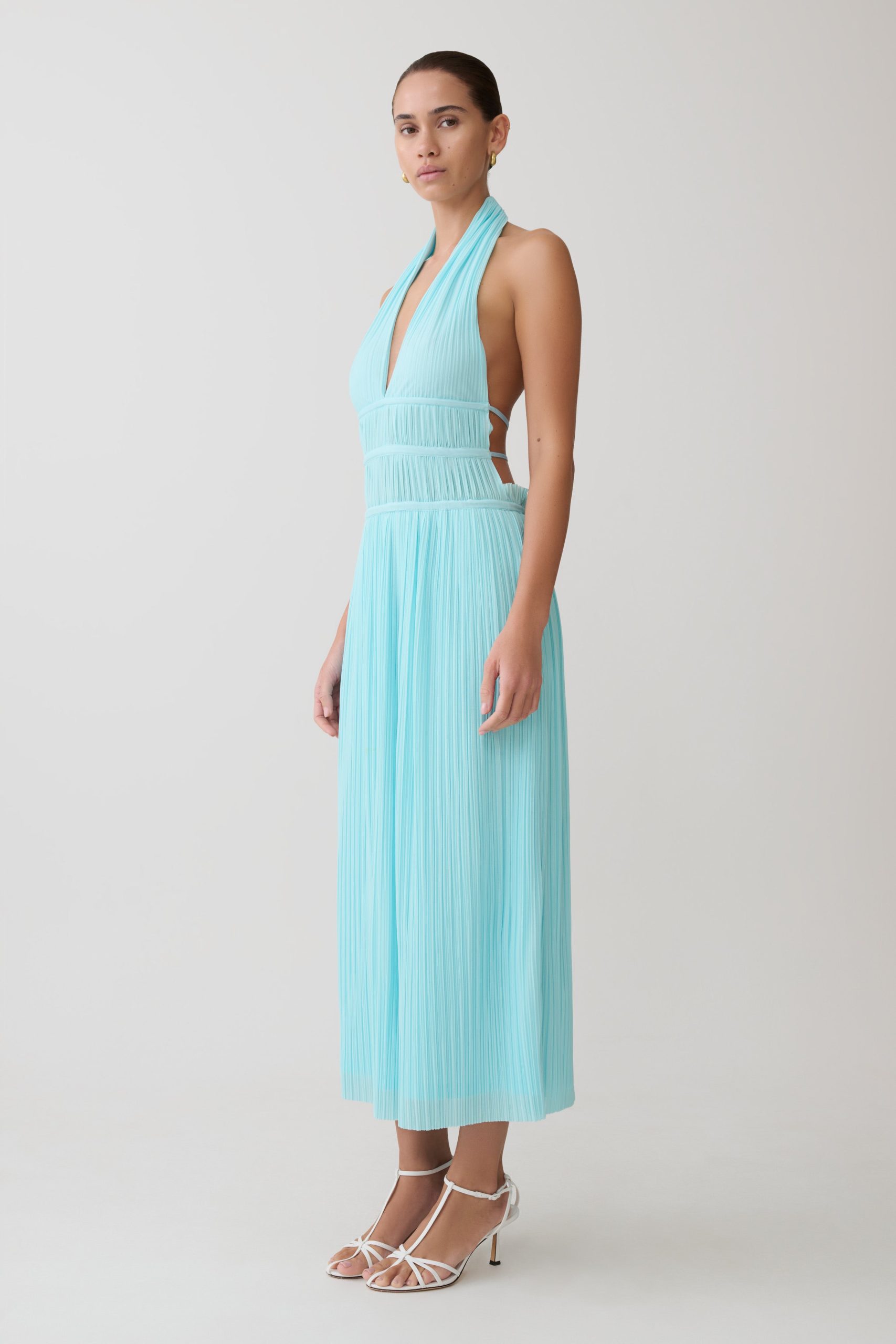 Thien Cowl Halter Midi Dress - Blue - Image 2