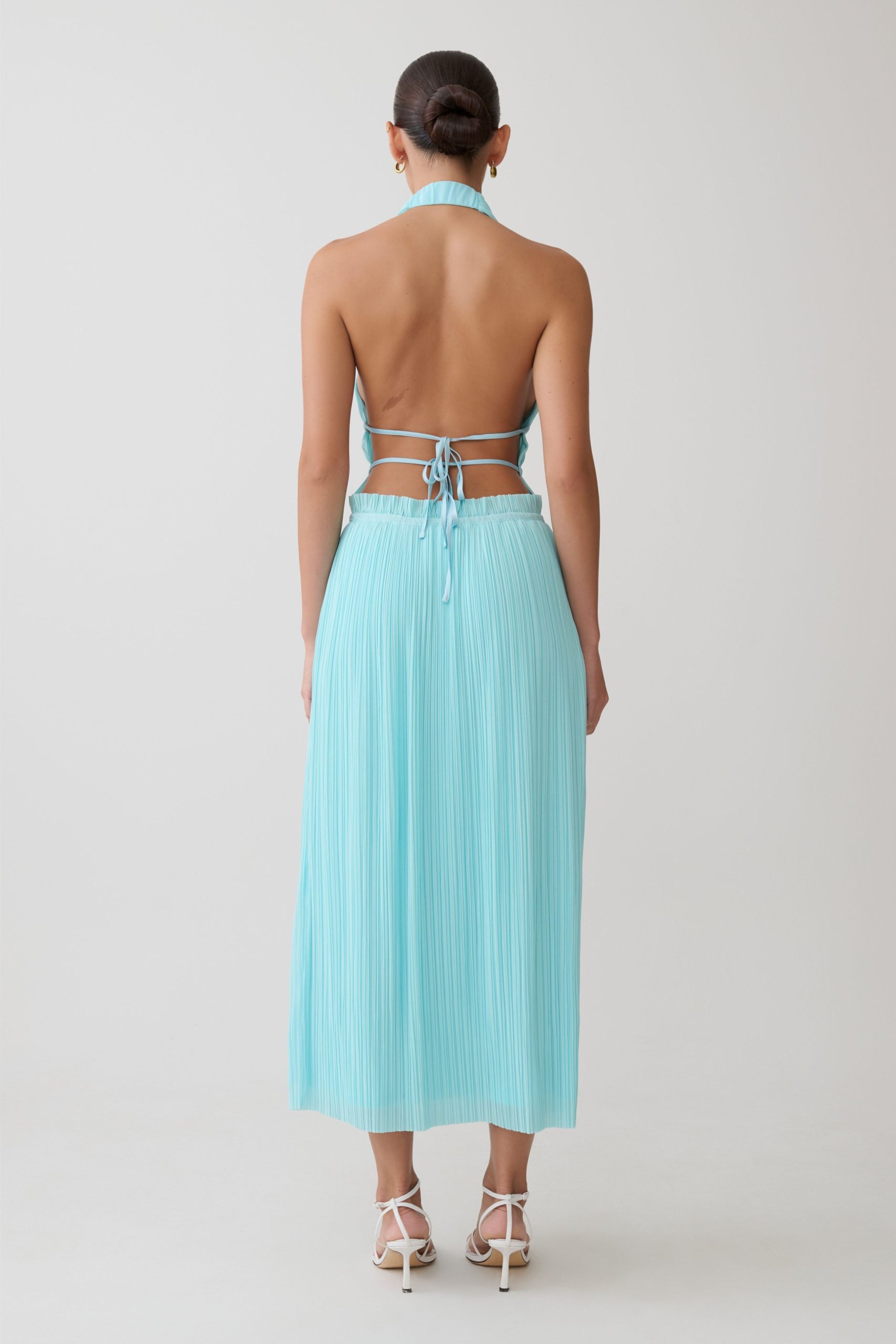 Thien Cowl Halter Midi Dress - Blue - Image 3