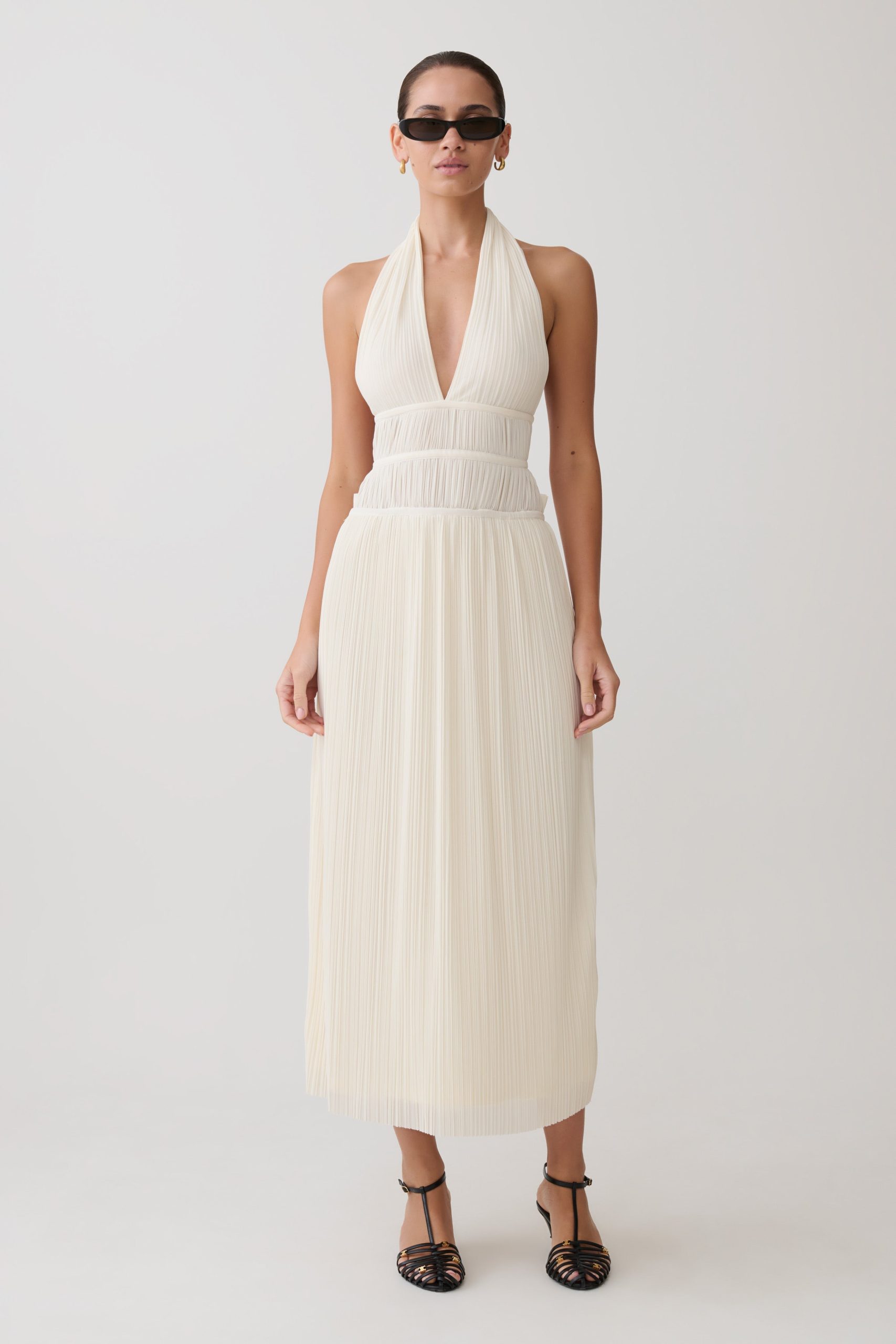 Thien Cowl Halter Midi Dress - Ivory - Image 8