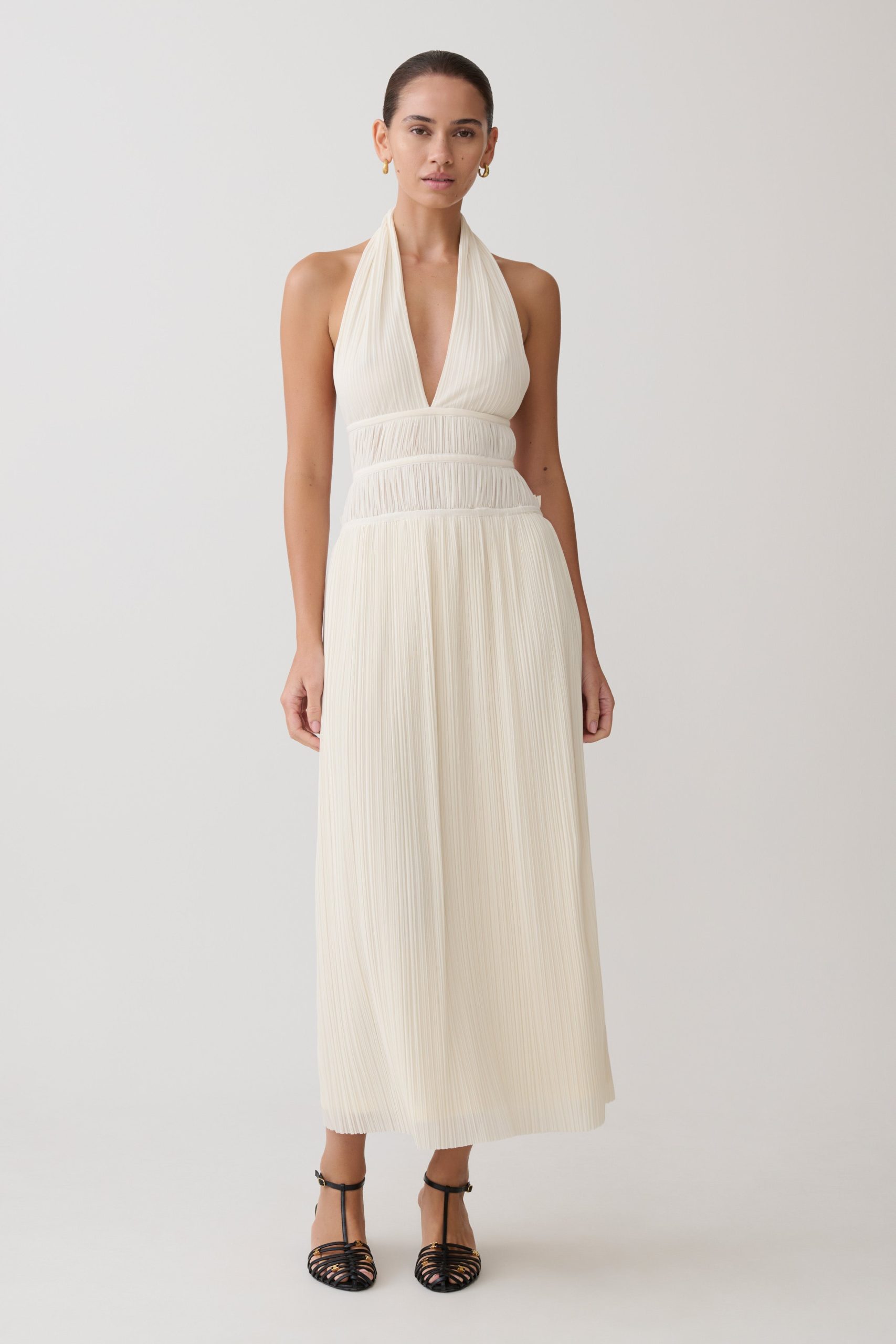 Thien Cowl Halter Midi Dress - Ivory - Image 2