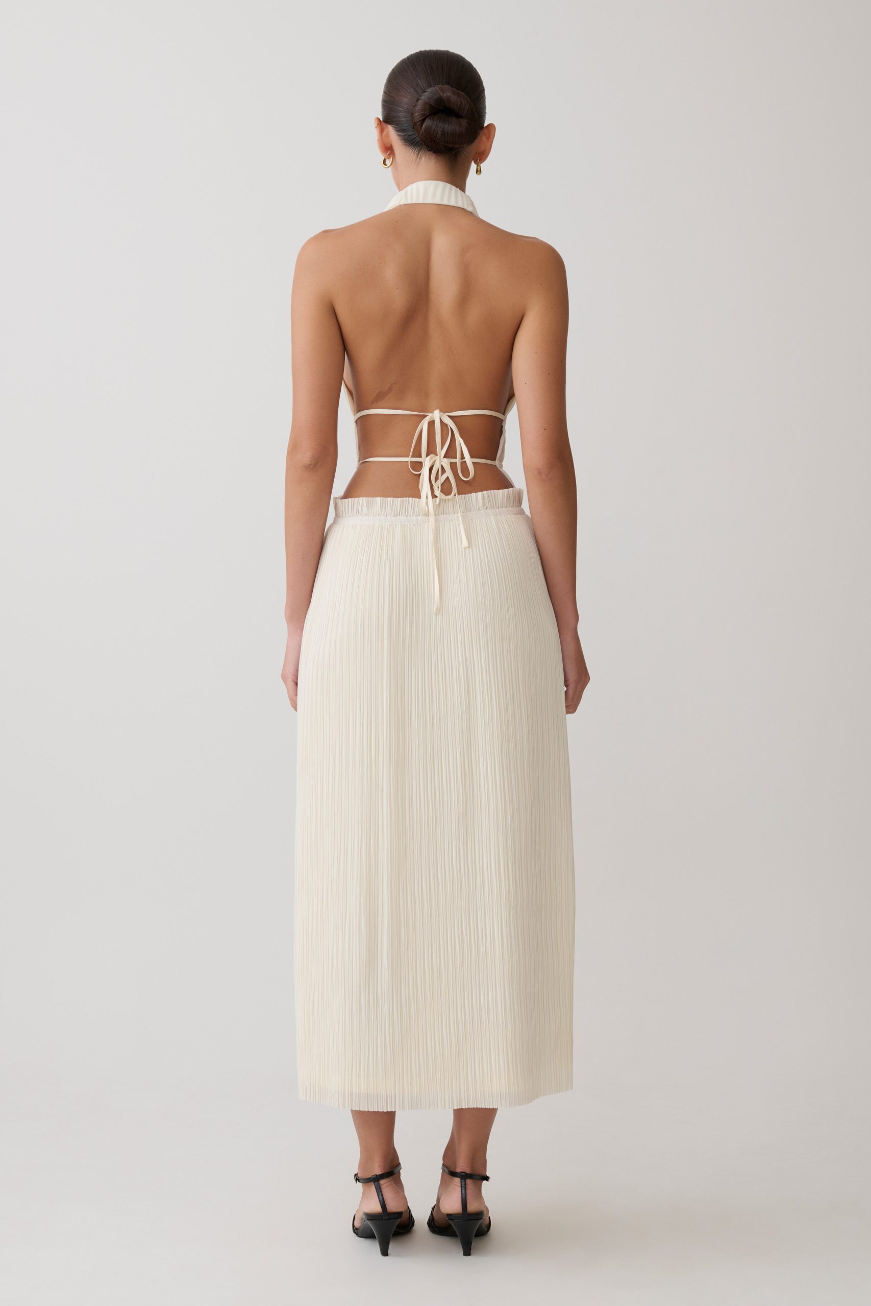 Thien Cowl Halter Midi Dress - Ivory - Image 3