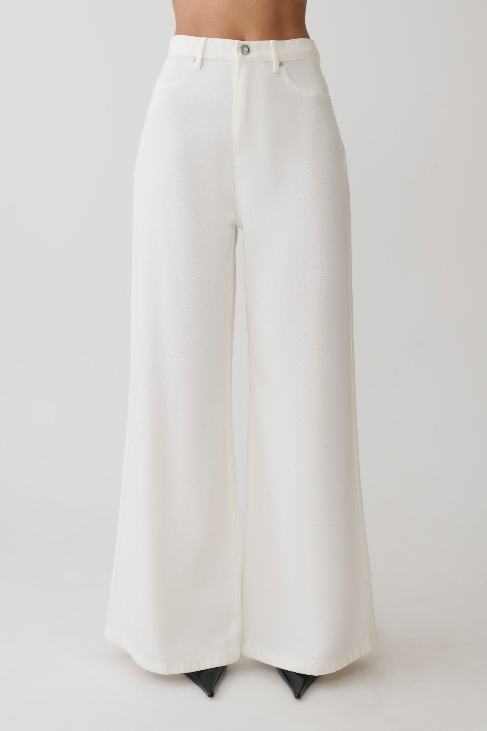 Shae Wide Leg Denim Jeans - White - Image 5