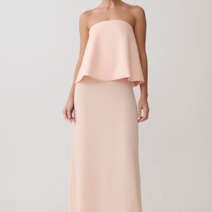 Sophia Satin Strapless Maxi Dress - Peach