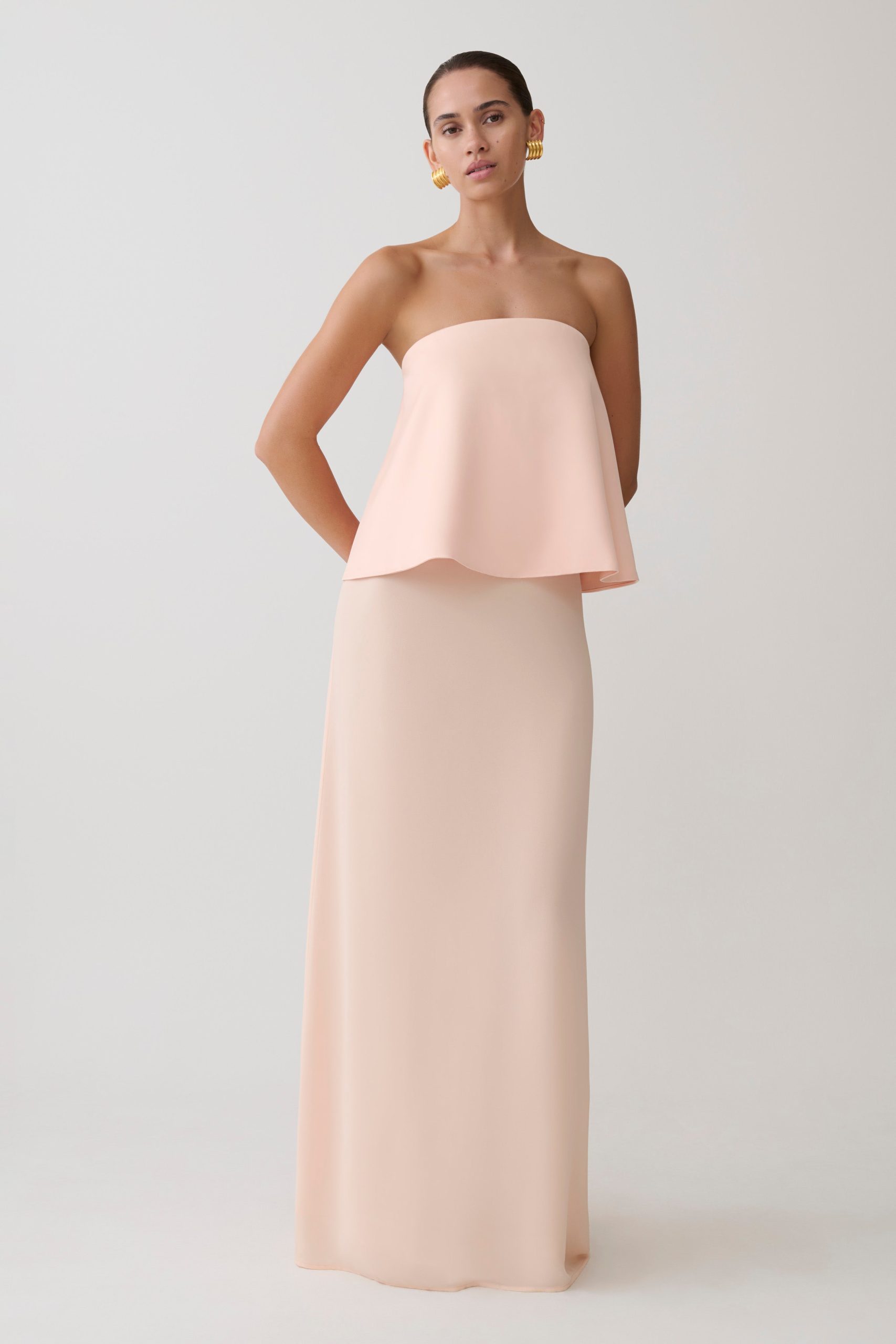 Sophia Satin Strapless Maxi Dress - Peach - Image 5