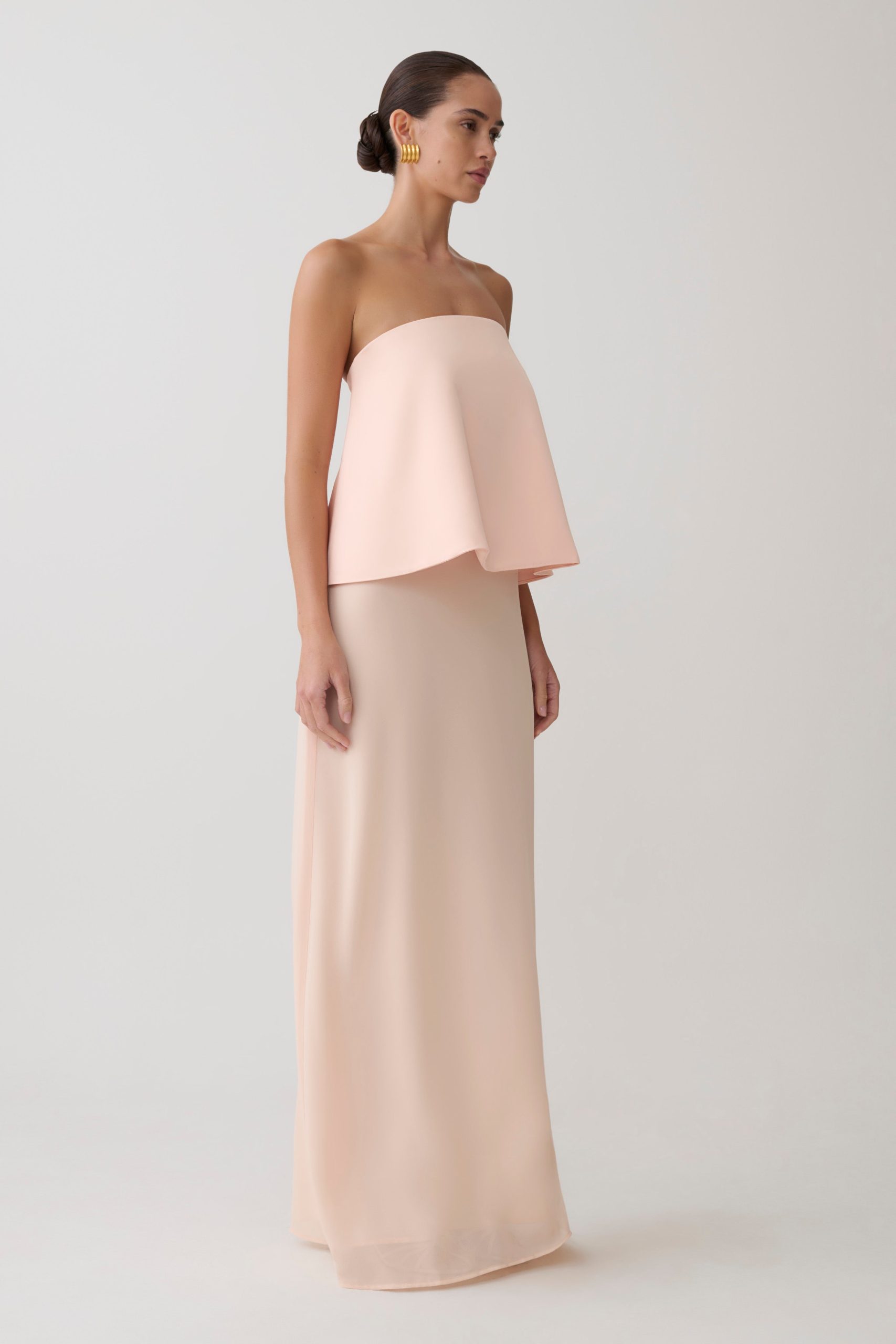 Sophia Satin Strapless Maxi Dress - Peach - Image 4