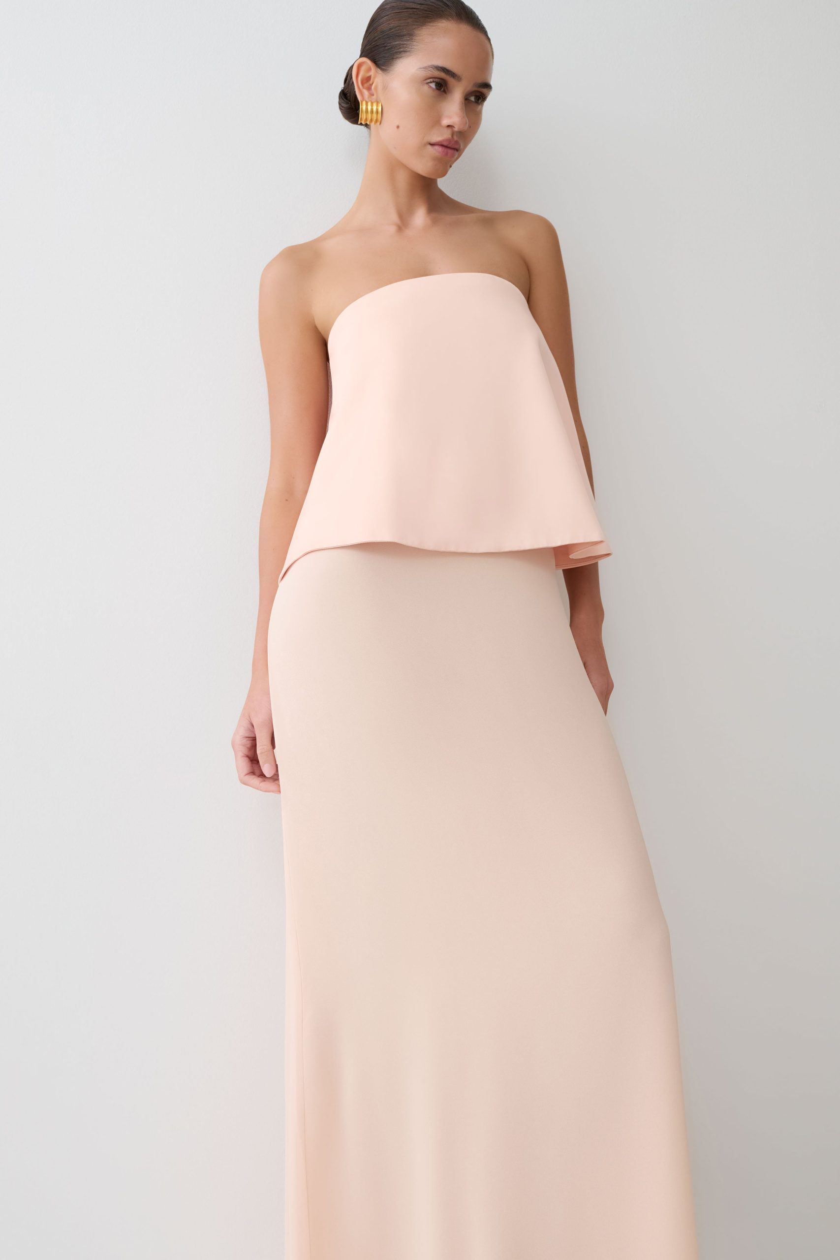 Sophia Satin Strapless Maxi Dress - Peach - Image 6