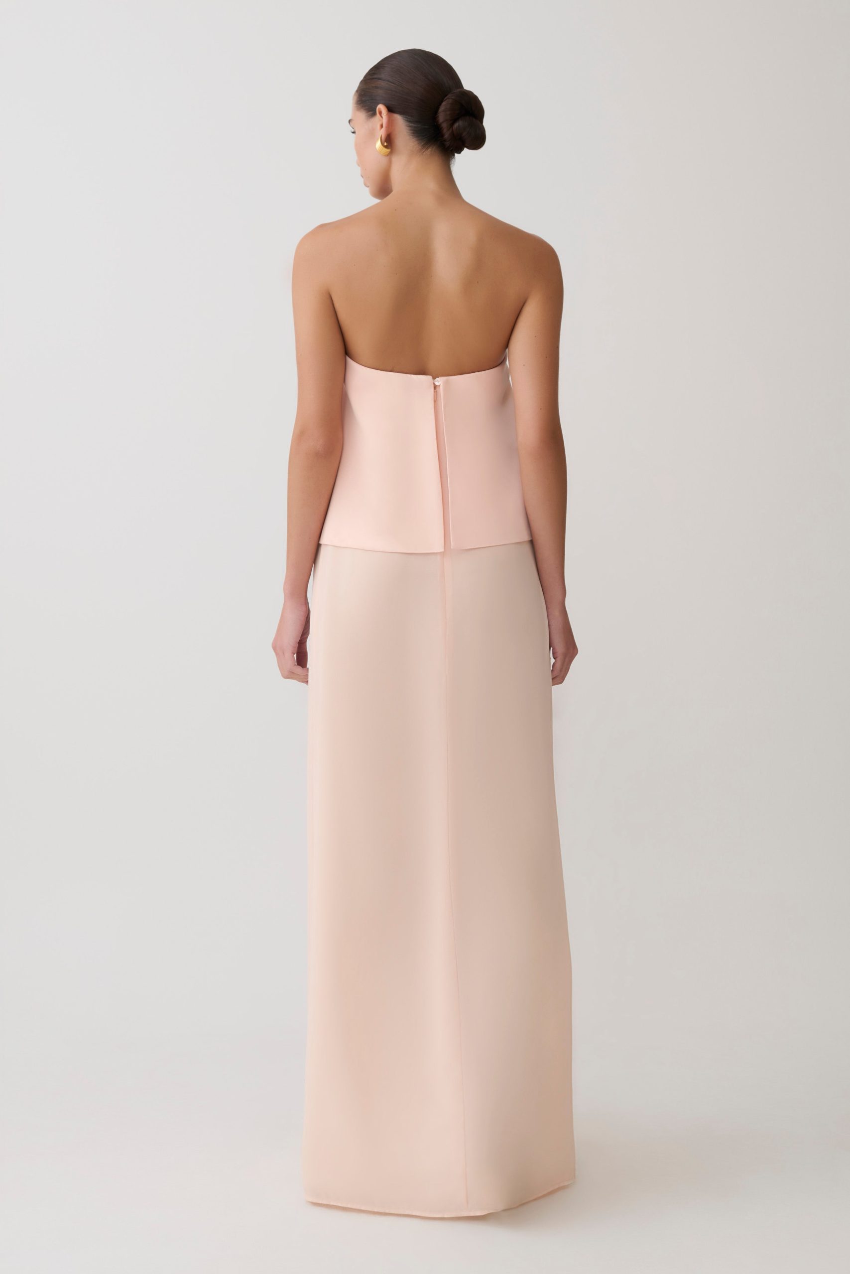 Sophia Satin Strapless Maxi Dress - Peach - Image 2