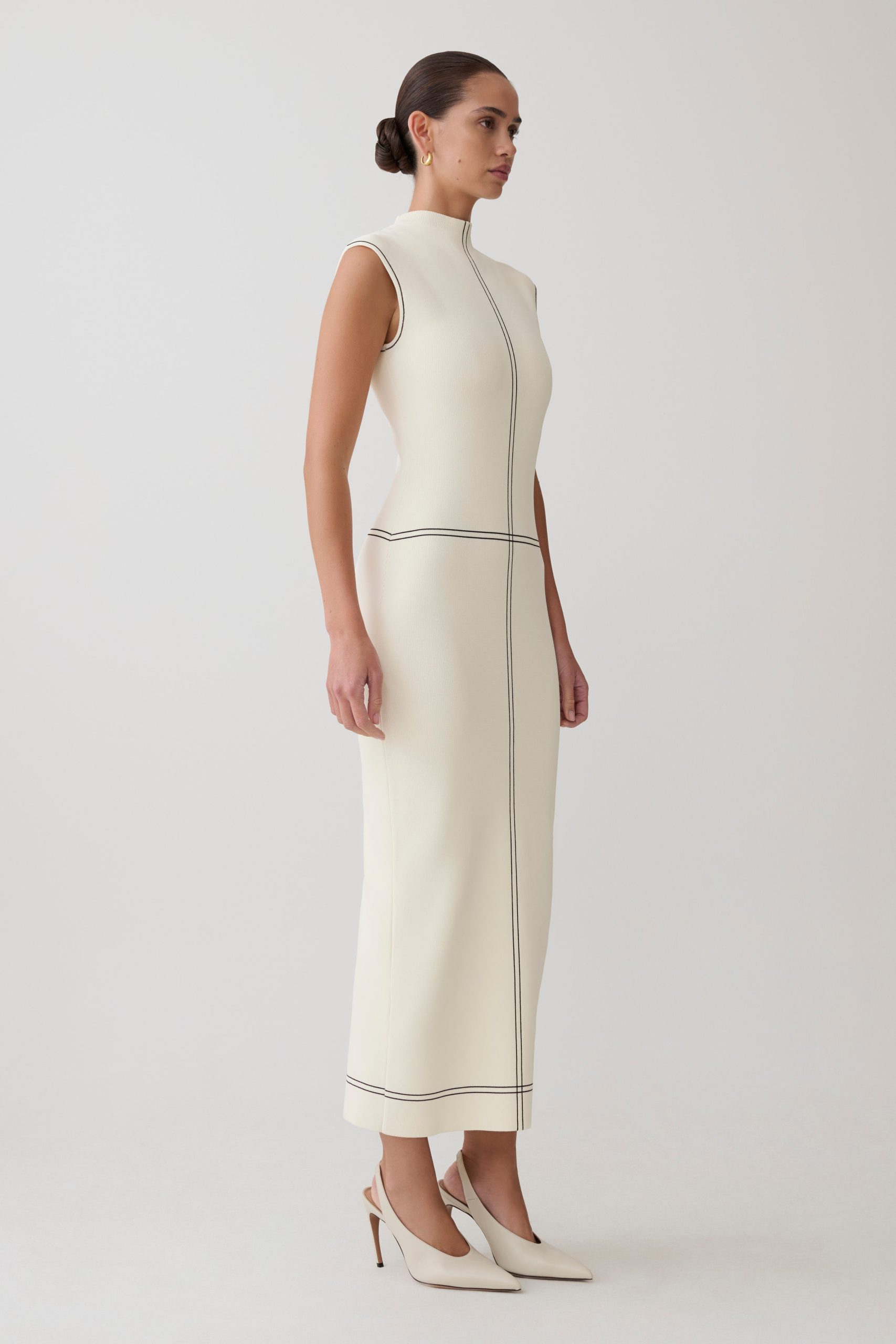 Malone Bandage Knit Midi Dress - Ivory - Image 4
