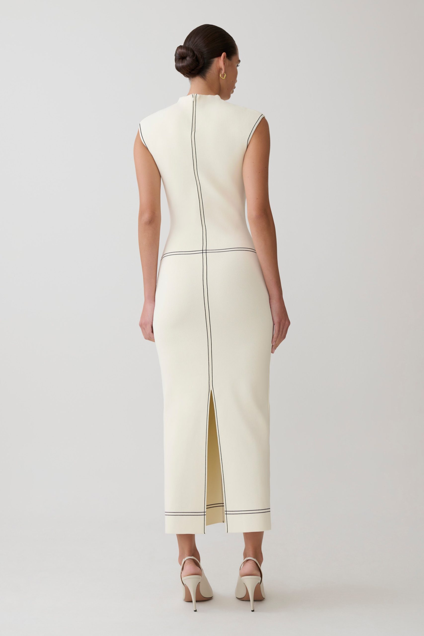 Malone Bandage Knit Midi Dress - Ivory - Image 2