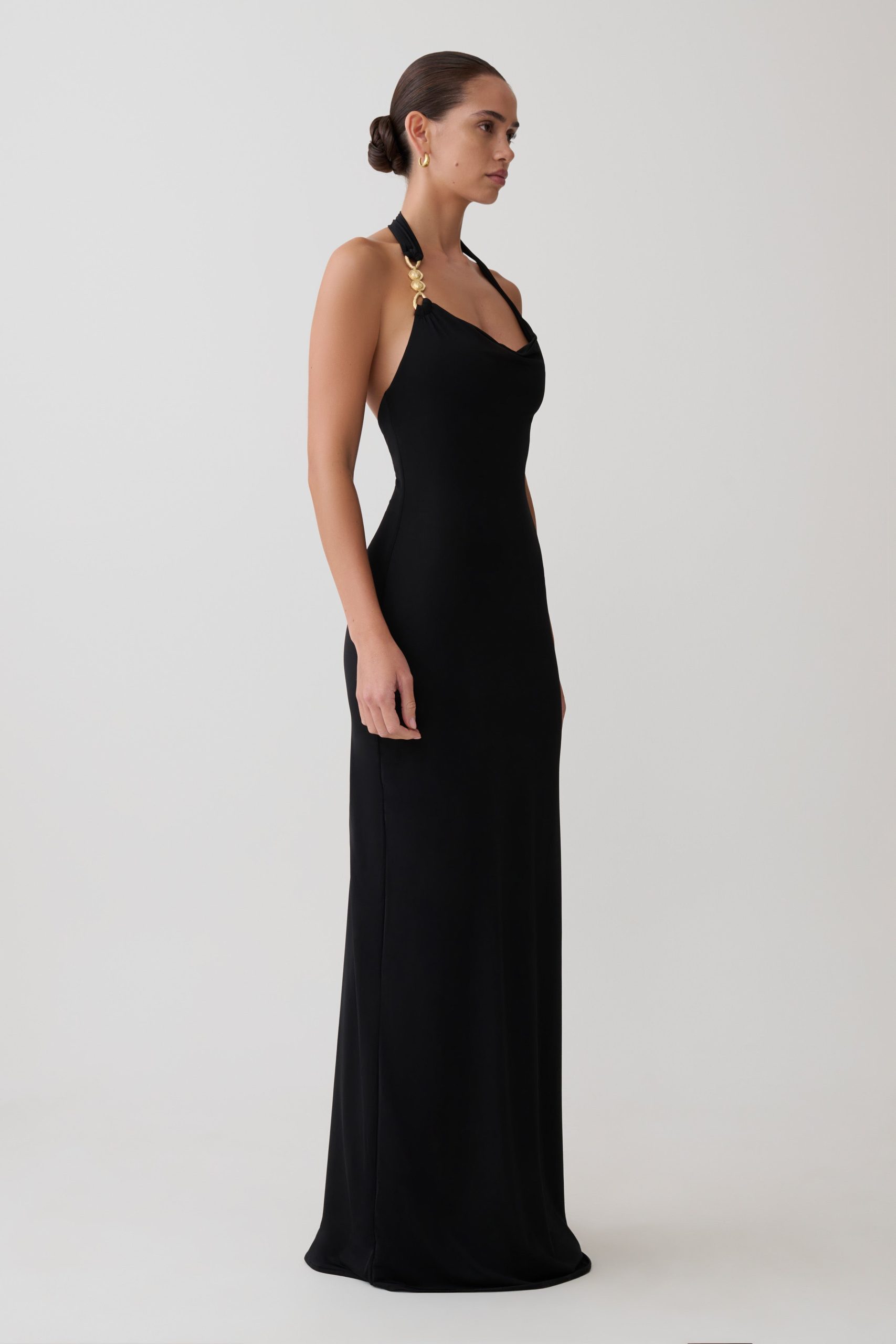 Khanh Slinky Halter Maxi Dress - Black - Image 3