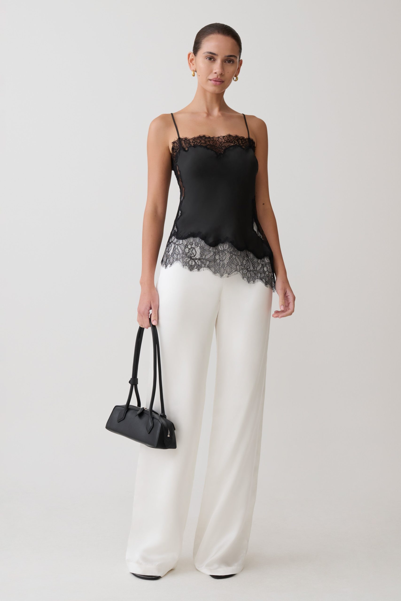 Miriam Satin & Lace Camisole - Black - Image 6