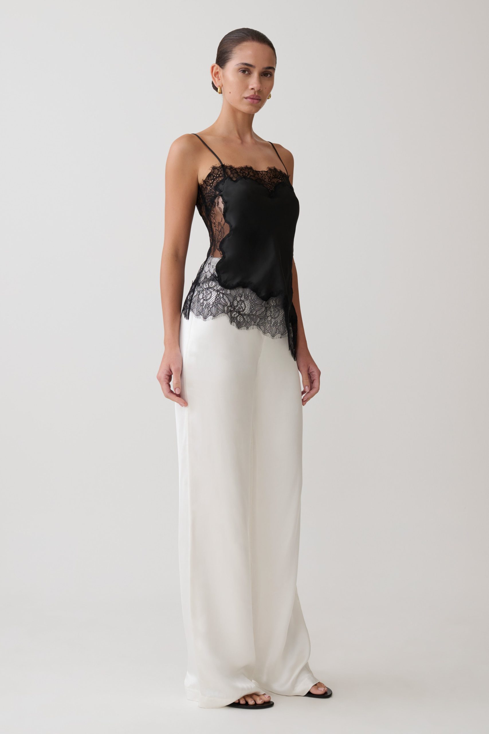 Miriam Satin & Lace Camisole - Black - Image 4