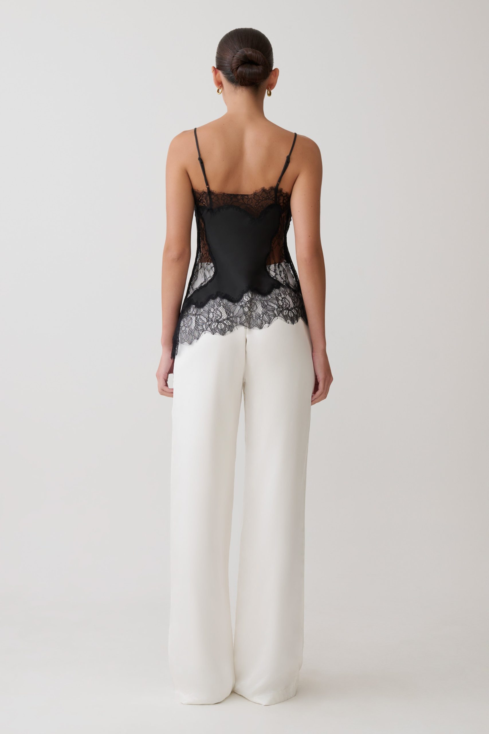 Miriam Satin & Lace Camisole - Black - Image 2