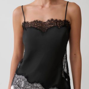 Miriam Satin & Lace Camisole - Black