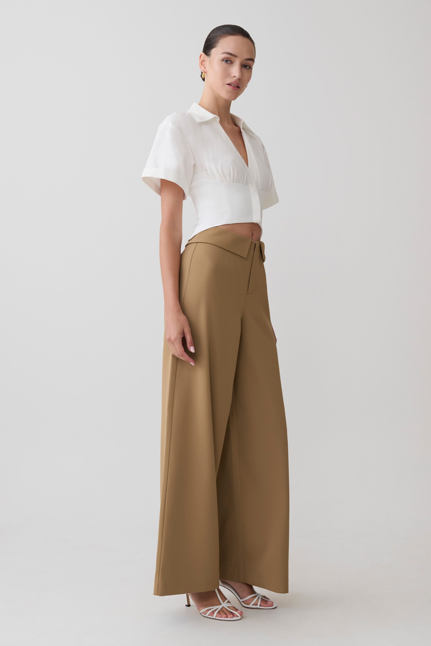 Tanya Wide Leg Suiting Pants - Camel - Image 3