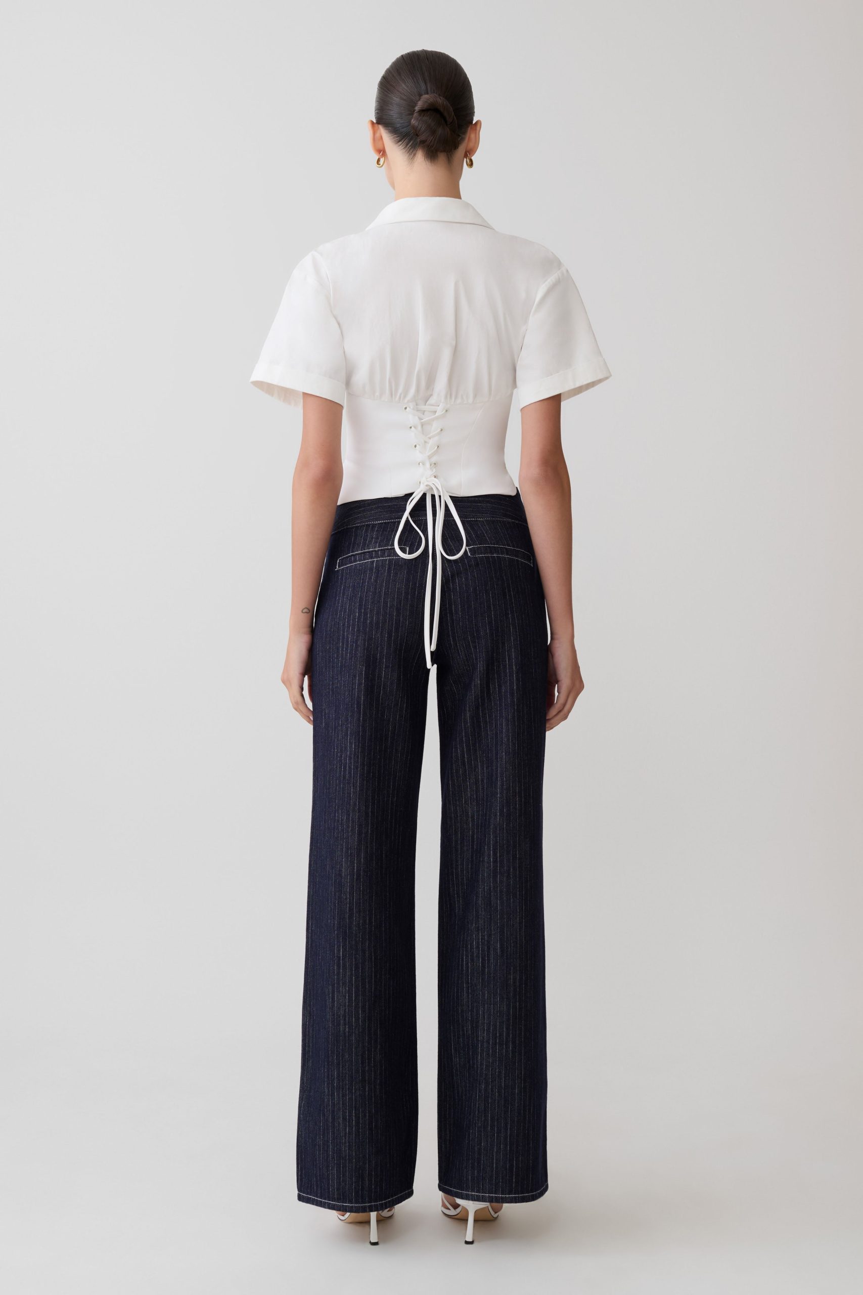 Noelia Tie Back Short Sleeve Shirt - White - Image 8