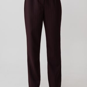 Agatha Straight Leg Suiting Pants - Plum Pinstripe