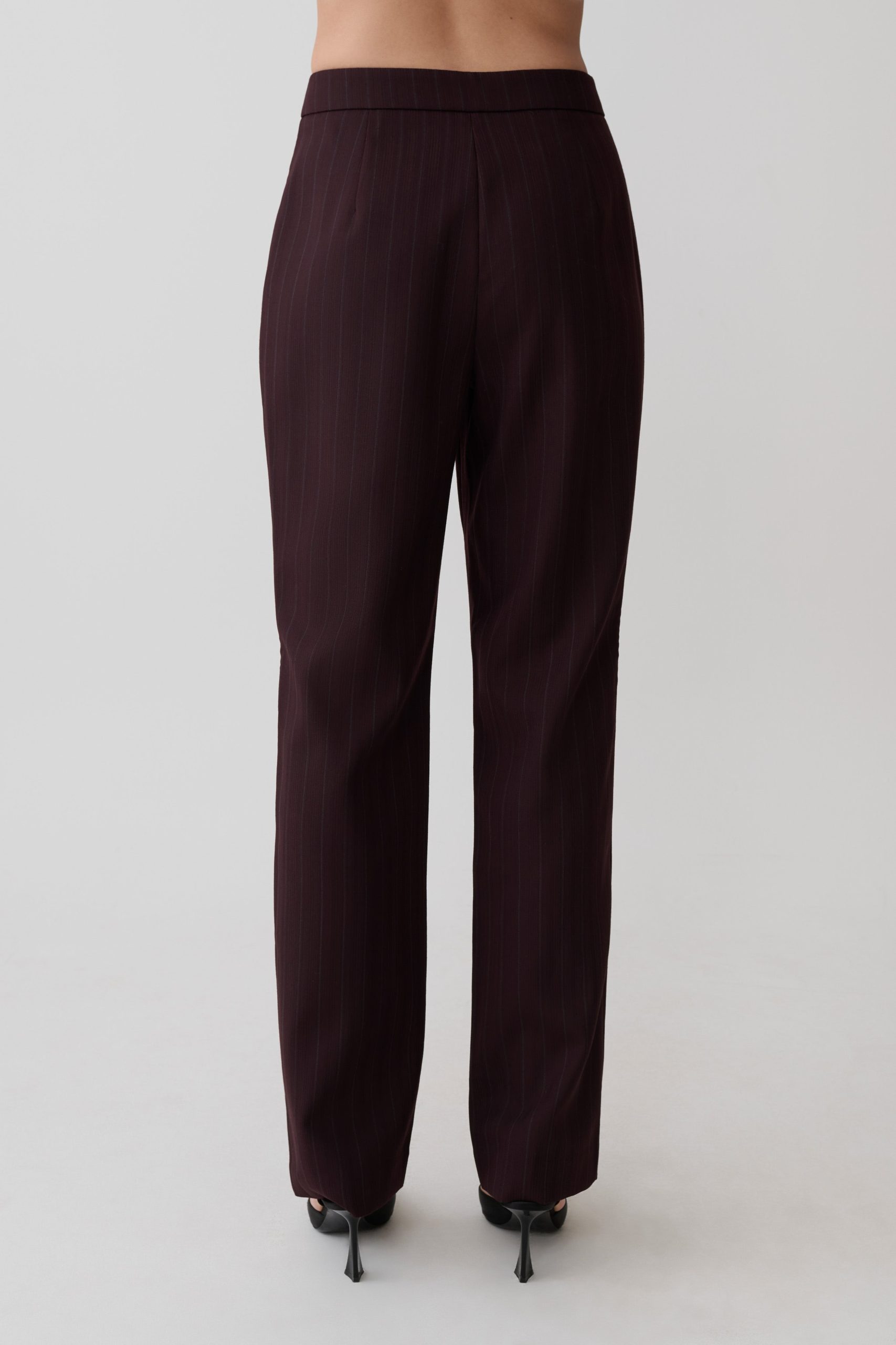 Agatha Straight Leg Suiting Pants - Plum Pinstripe - Image 2