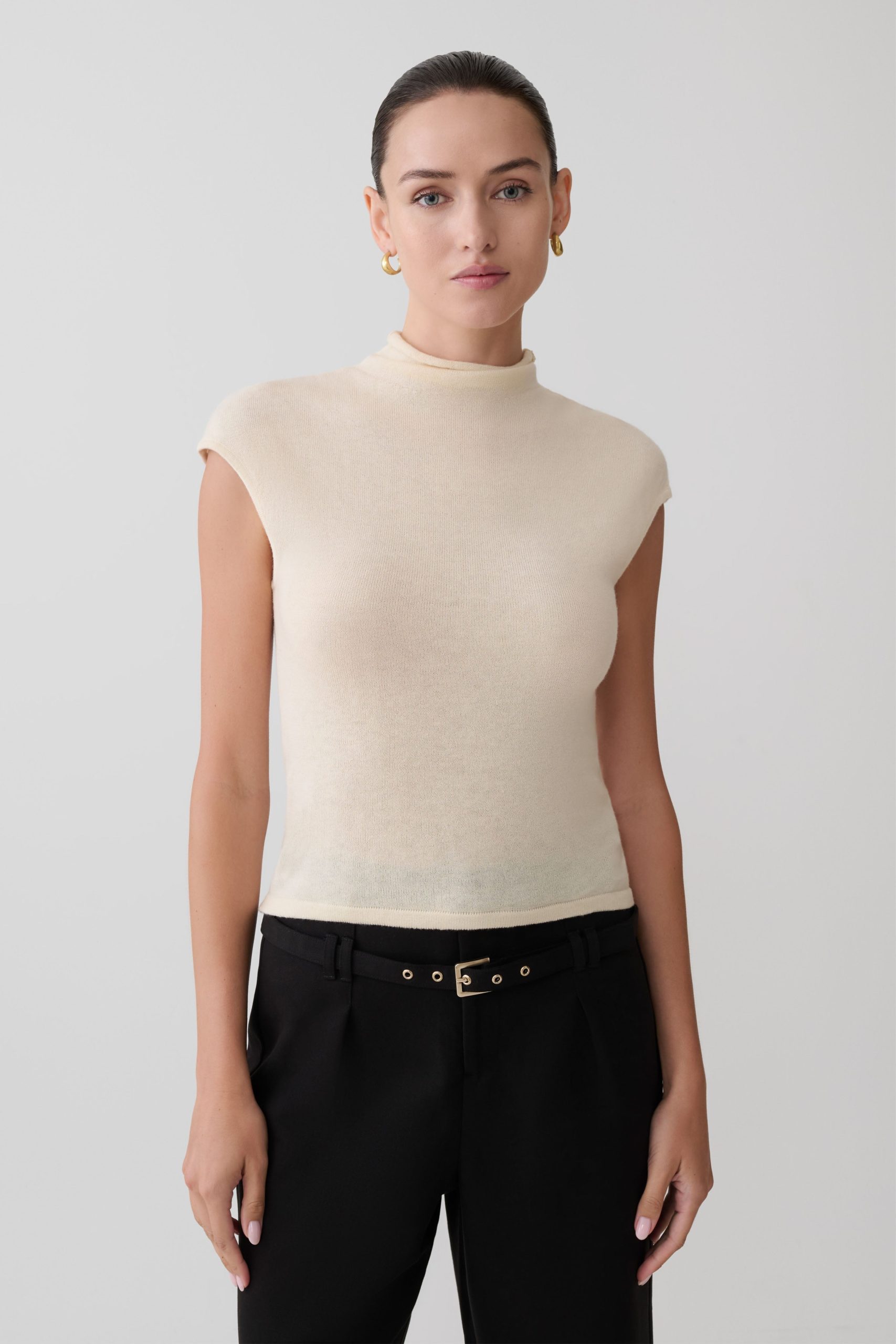 Sonny Short Sleeve Knit Top - Cream