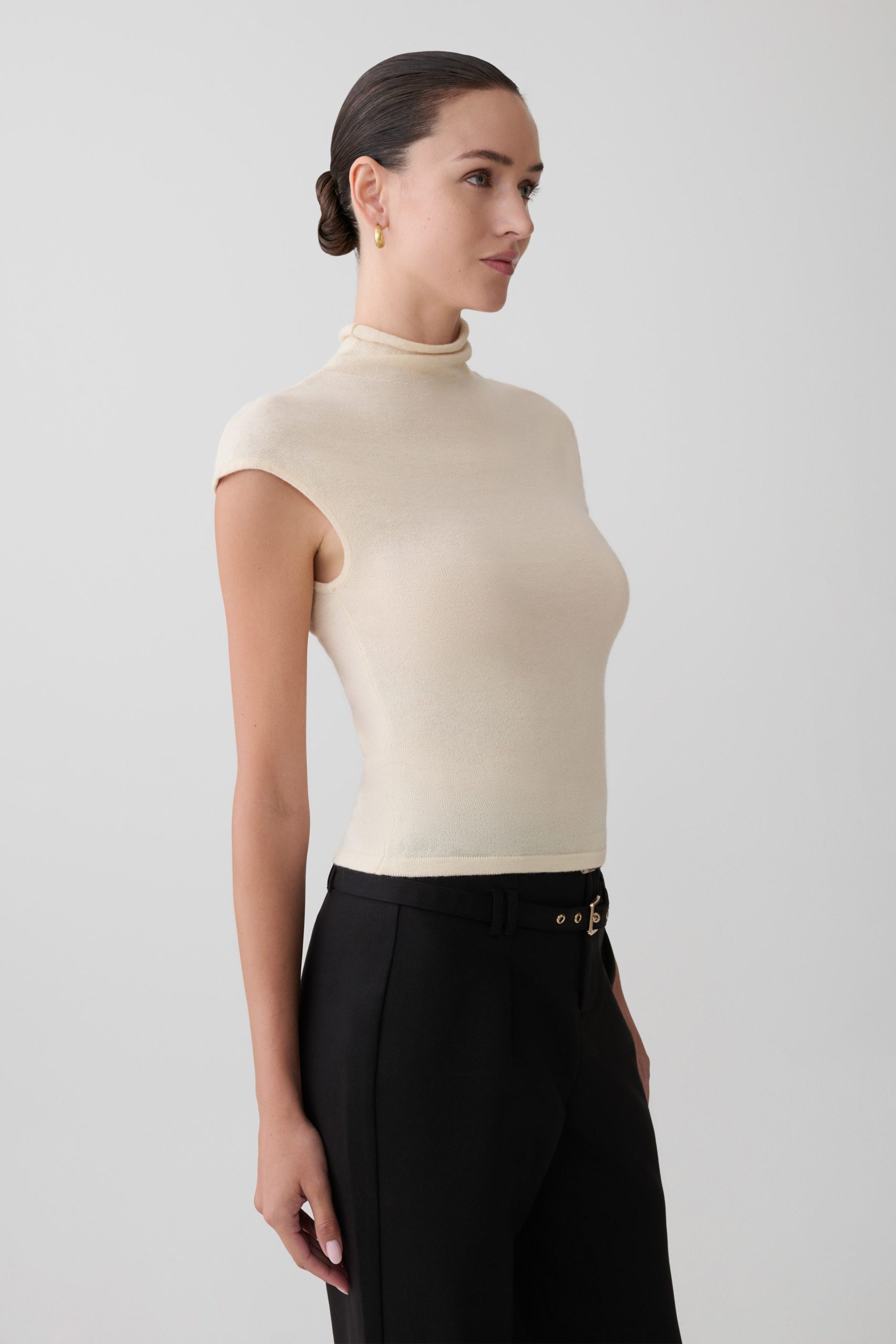 Sonny Short Sleeve Knit Top - Cream - Image 3