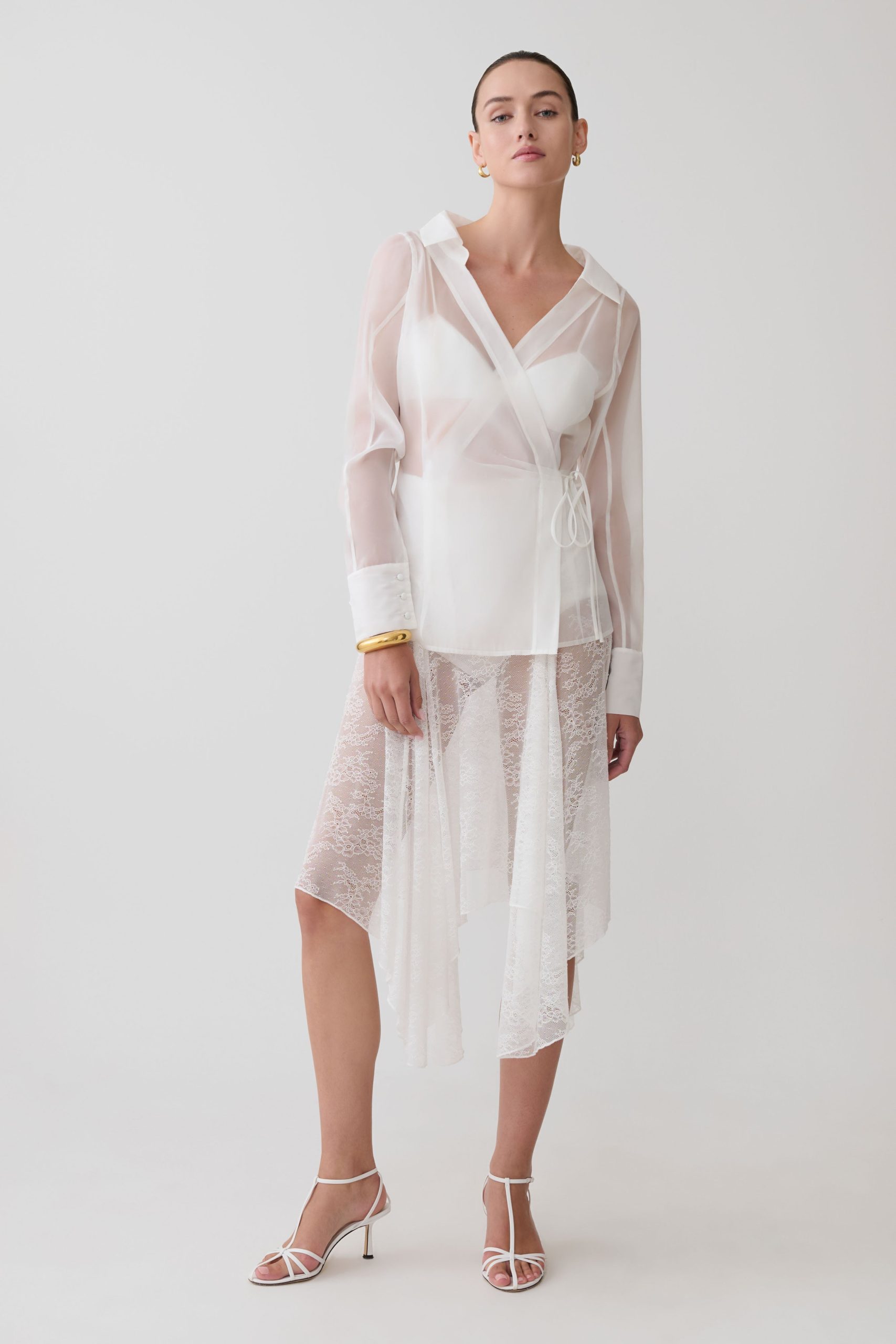 Haime Lace Hankie Midi Skirt - Ivory - Image 4