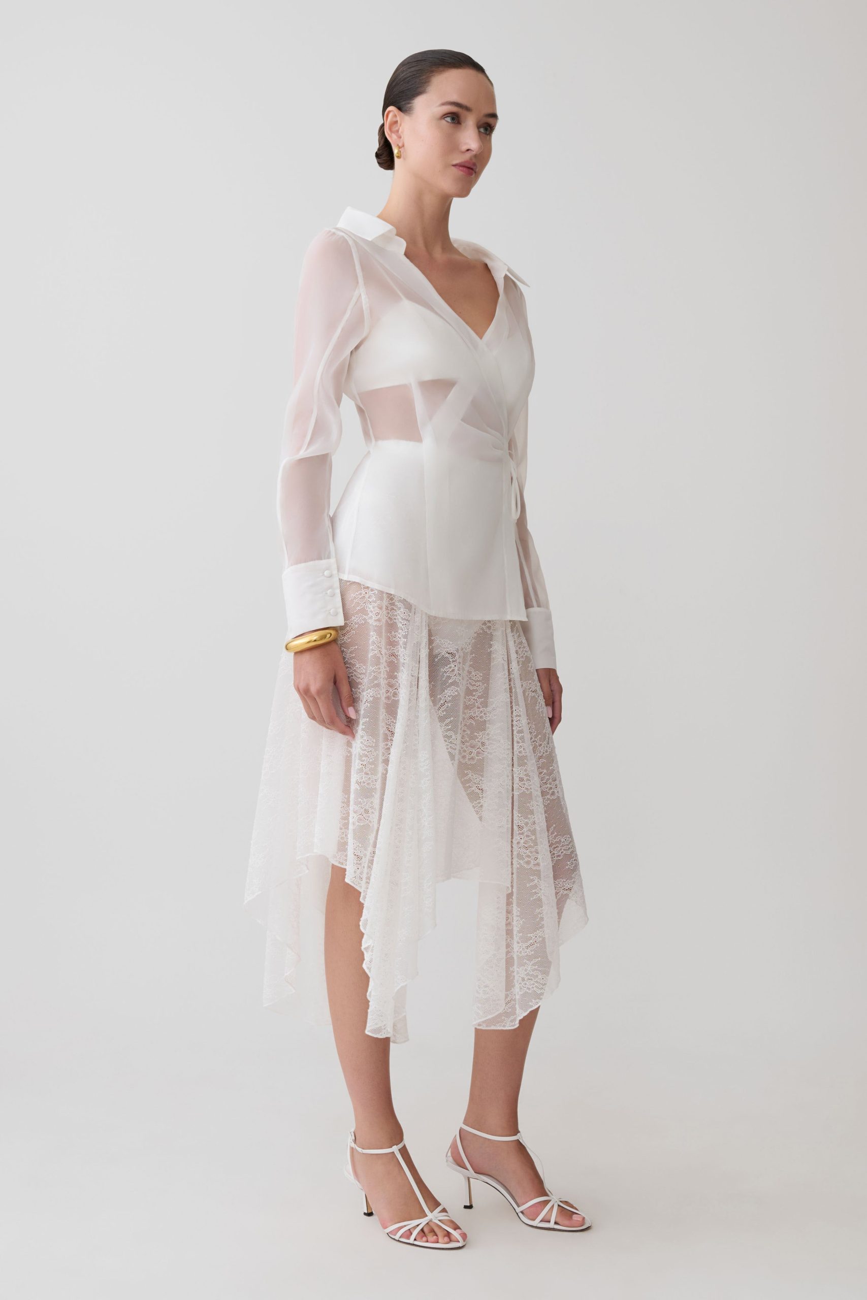 Haime Lace Hankie Midi Skirt - Ivory - Image 6