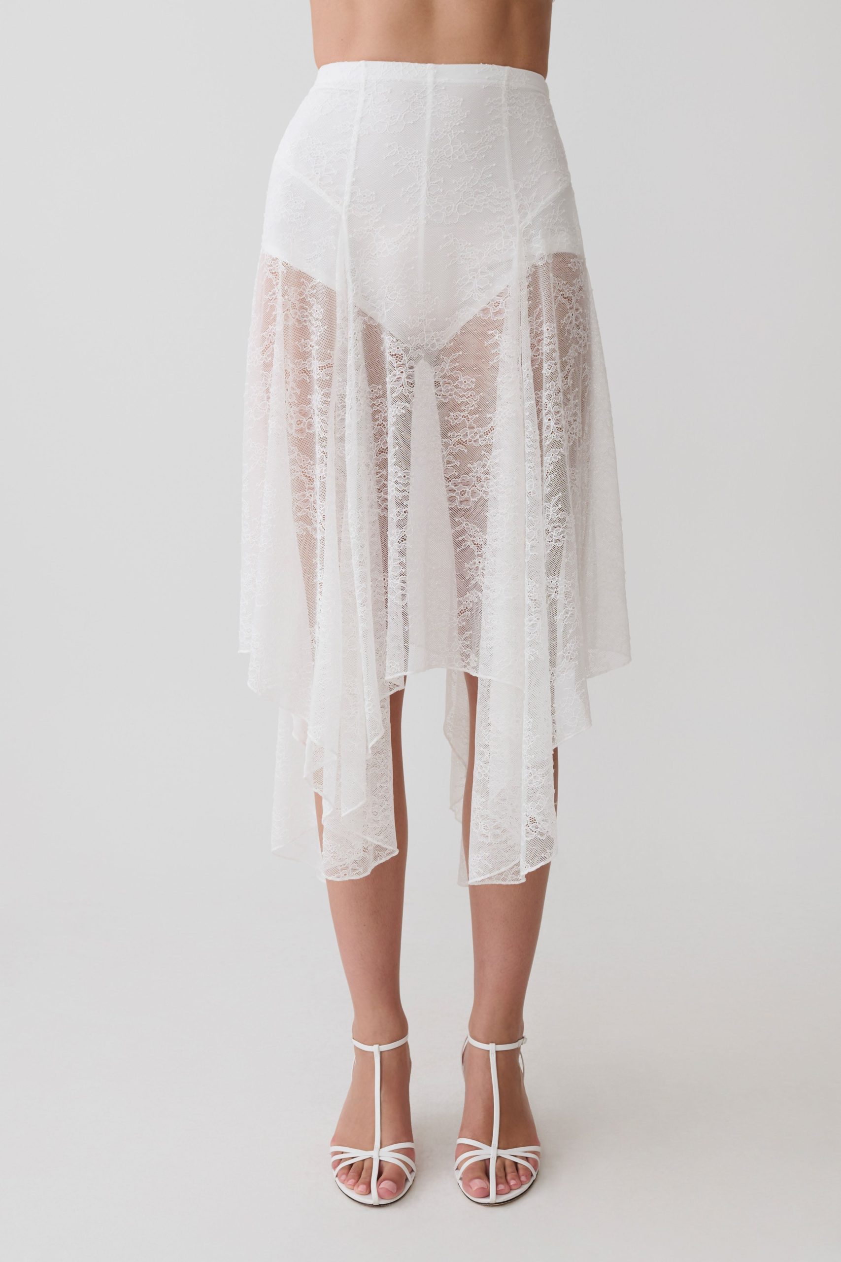 Haime Lace Hankie Midi Skirt - Ivory - Image 3