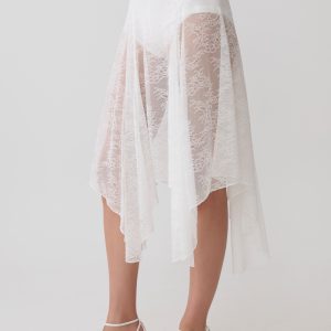 Haime Lace Hankie Midi Skirt - Ivory