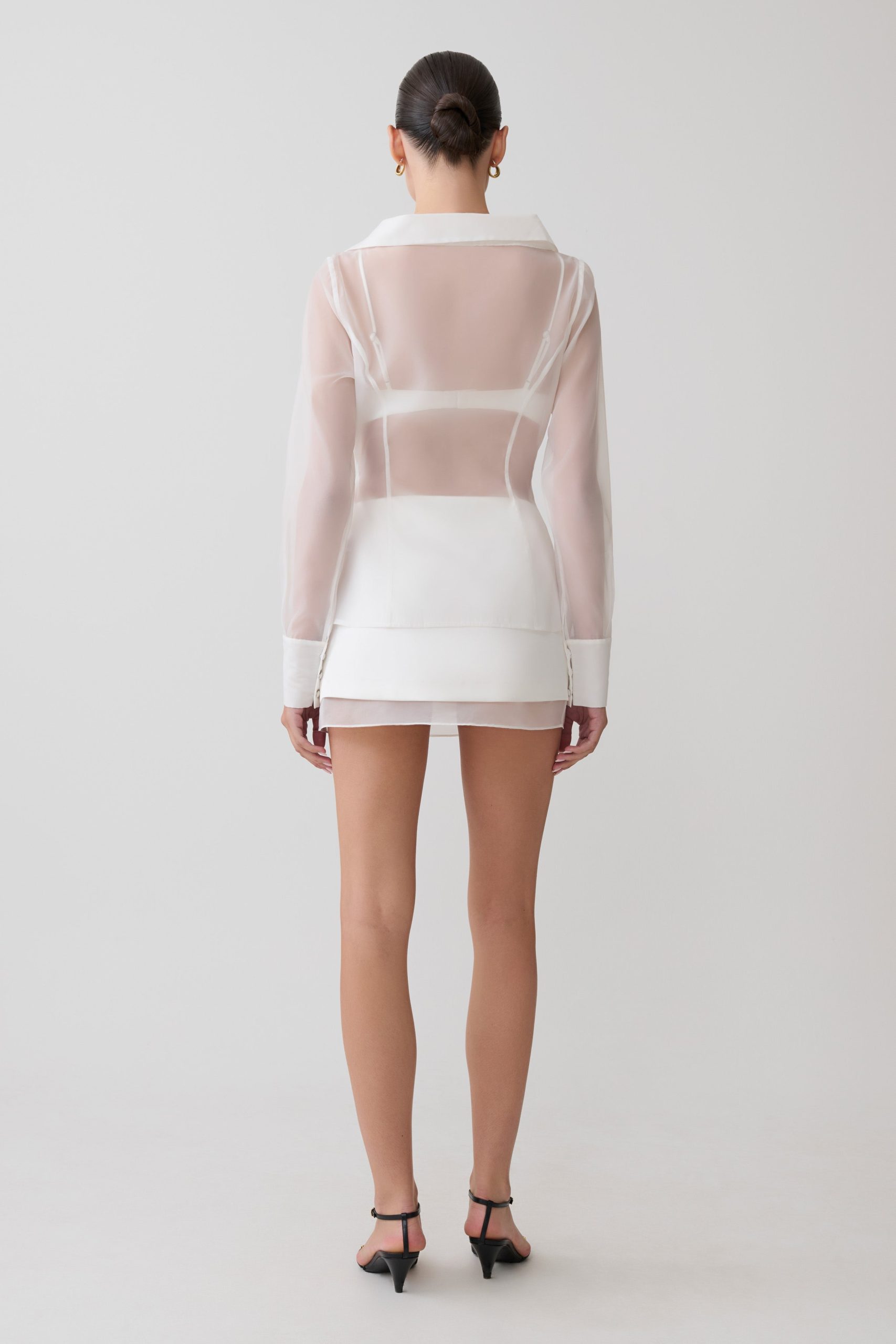 Frankie Satin Mini Skirt - White - Image 5