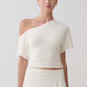Luu Off Shoulder Slinky Top - Ivory