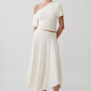 Luu Slinky Midi Skirt - Ivory