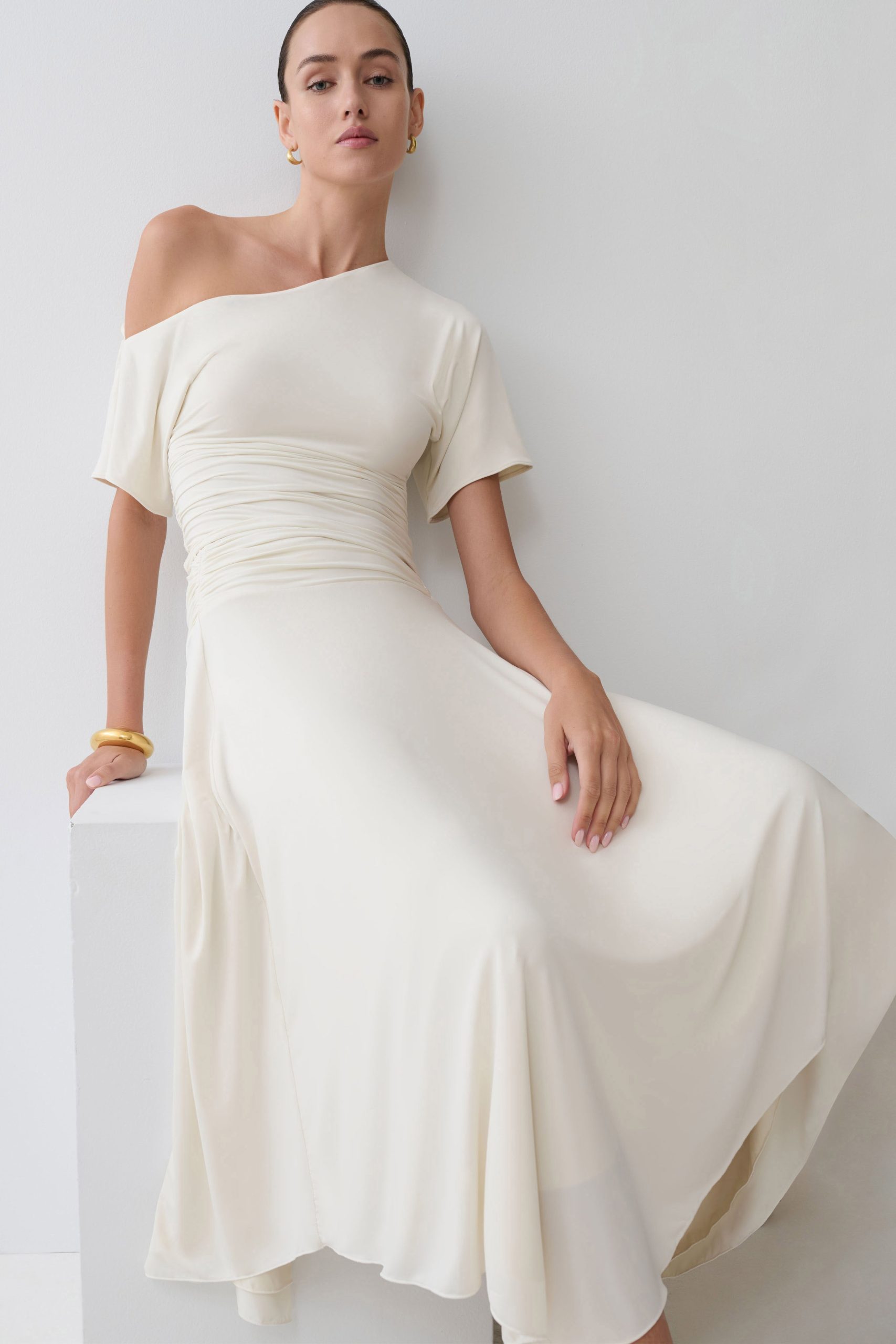 Luu Slinky Midi Skirt - Ivory - Image 3
