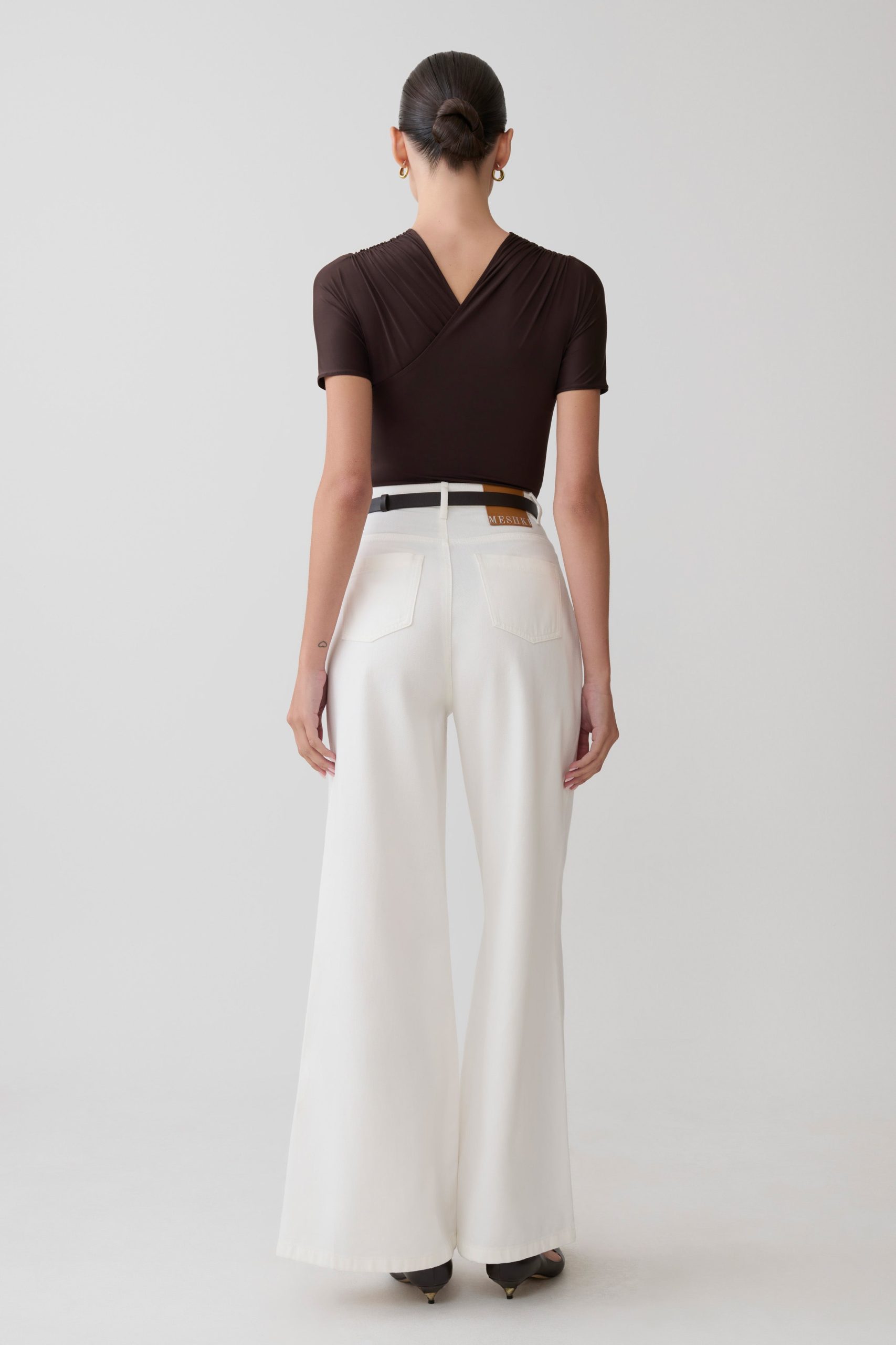 Shae Wide Leg Denim Jeans - White - Image 3