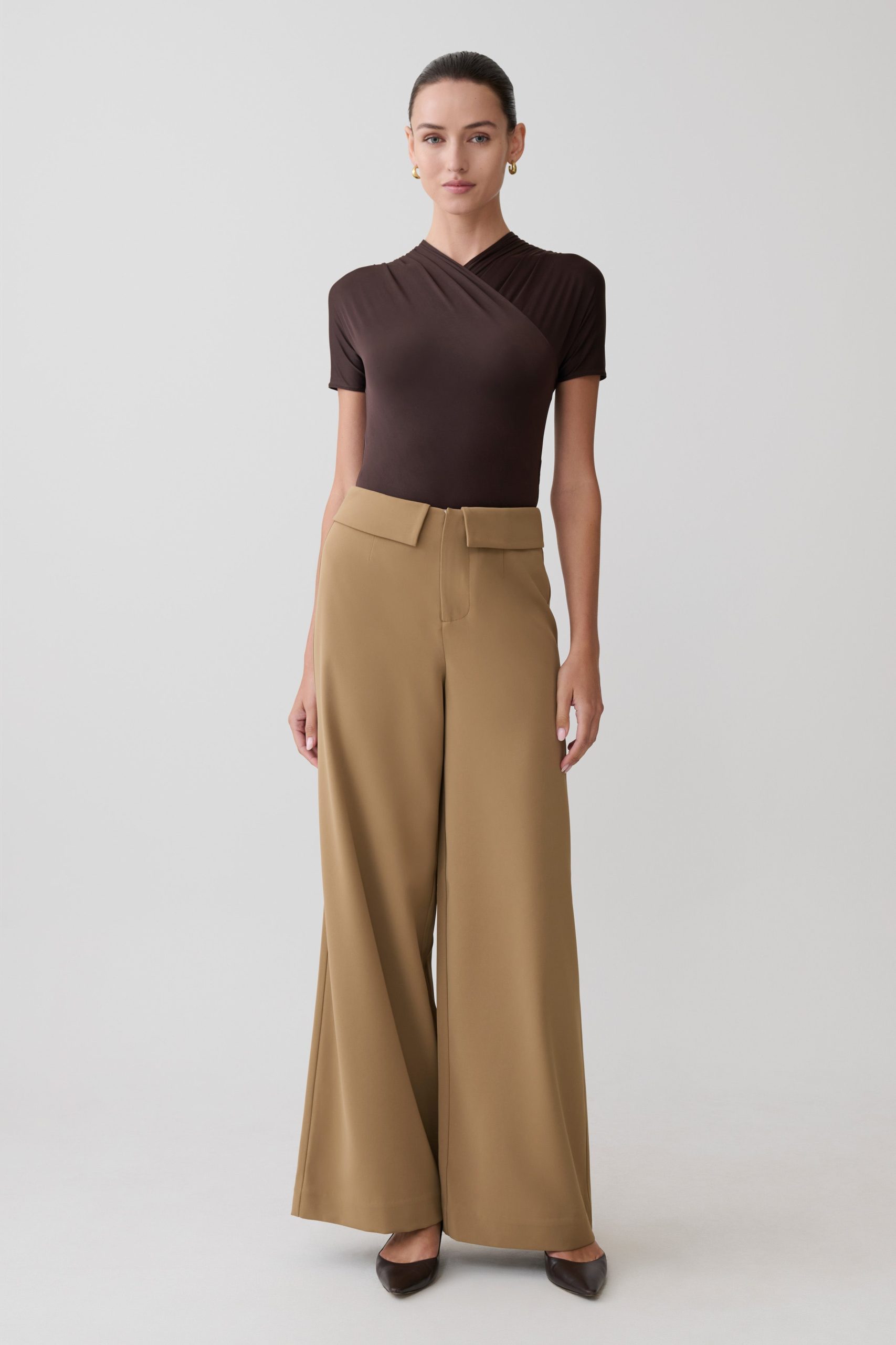 Junie Shortsleeve Cross-Over Bodysuit - Chocolate - Image 10