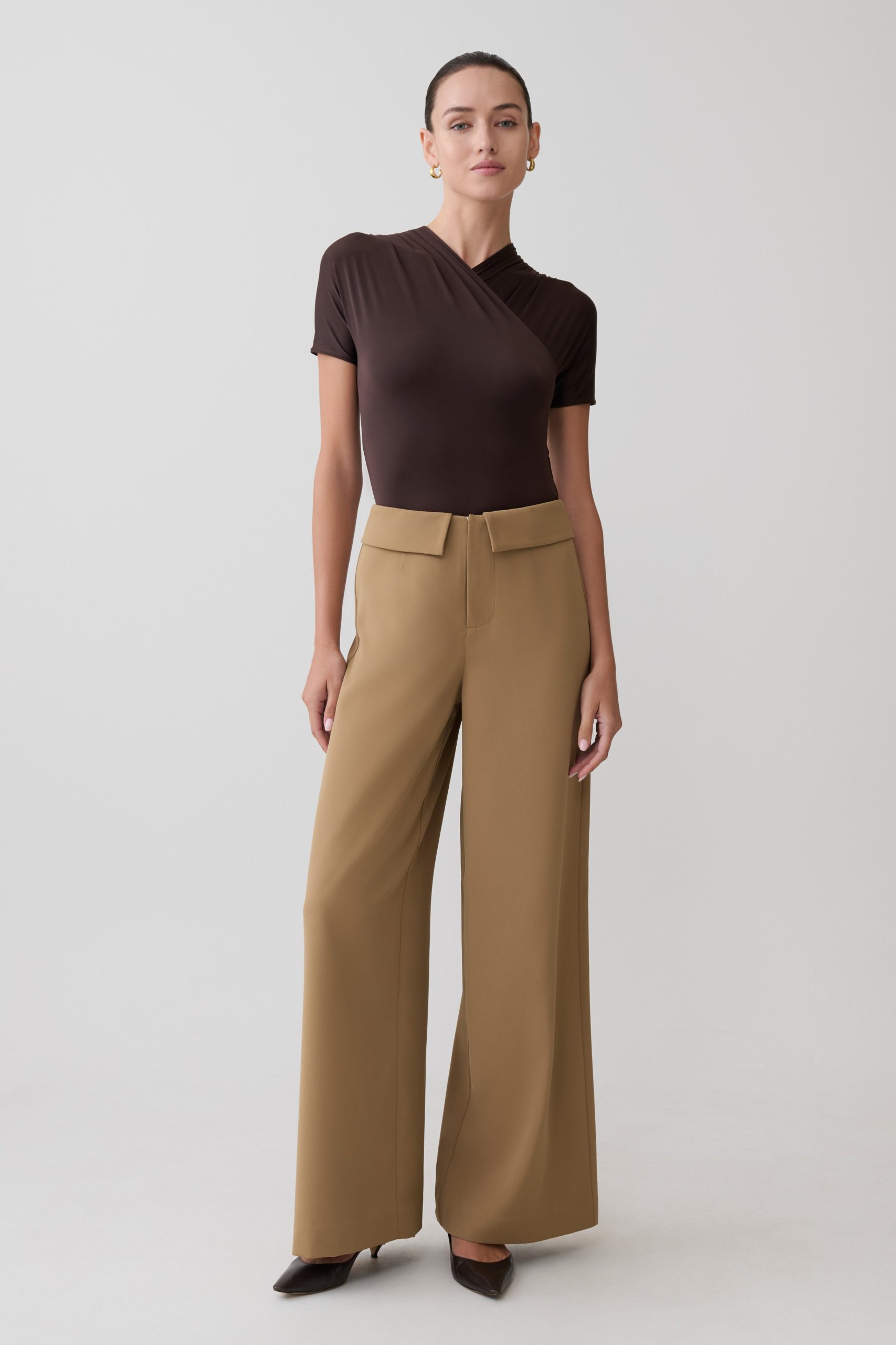 Junie Shortsleeve Cross-Over Bodysuit - Chocolate - Image 9