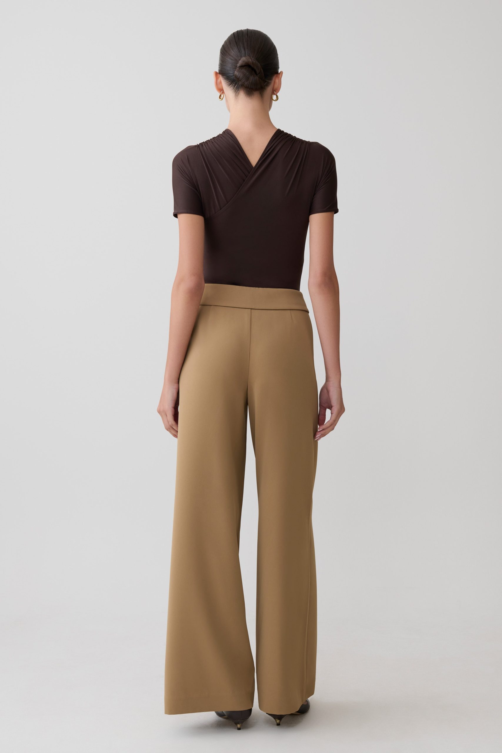 Junie Shortsleeve Cross-Over Bodysuit - Chocolate - Image 8